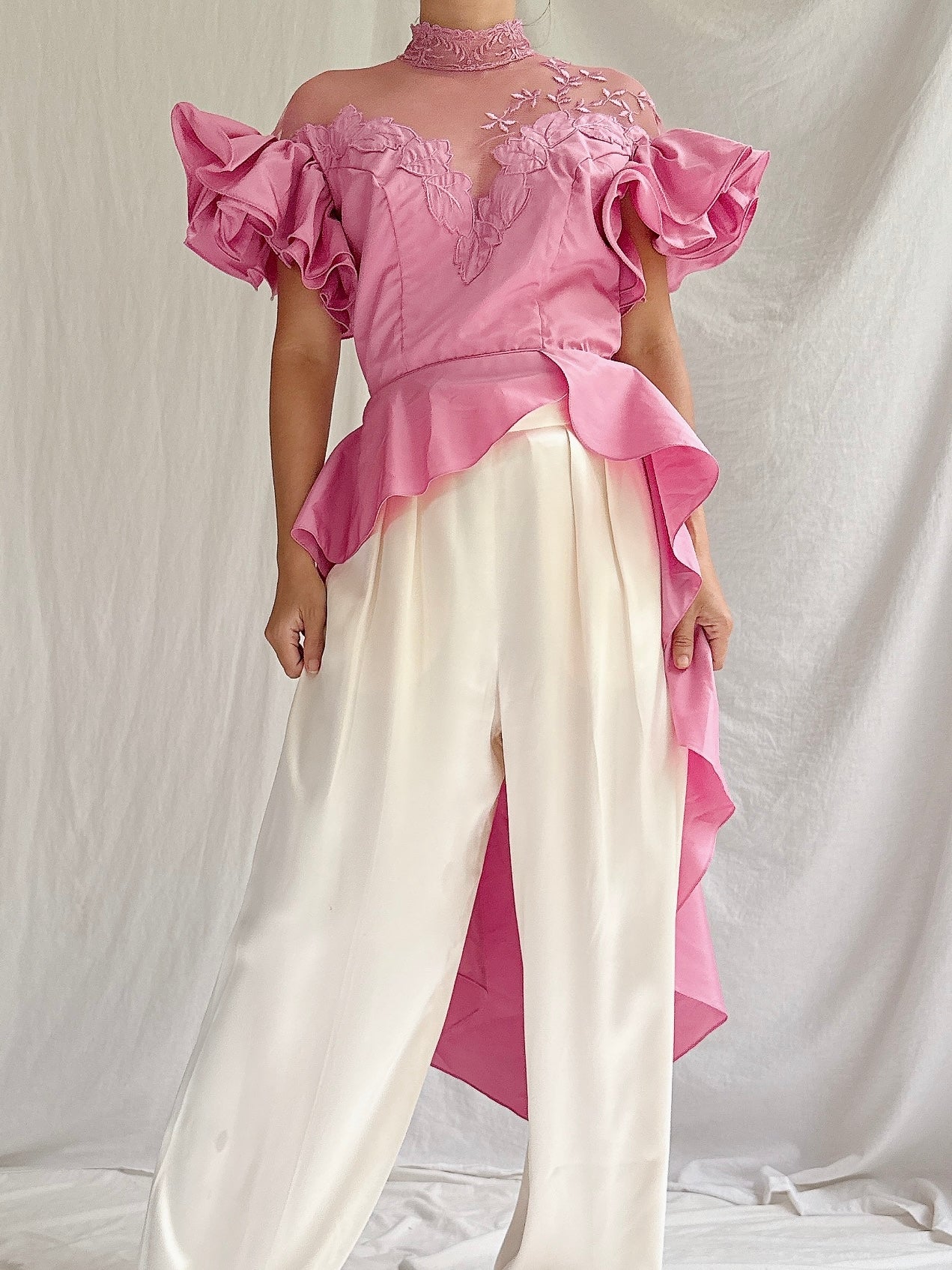 Vintage Pink High Neck Top - S