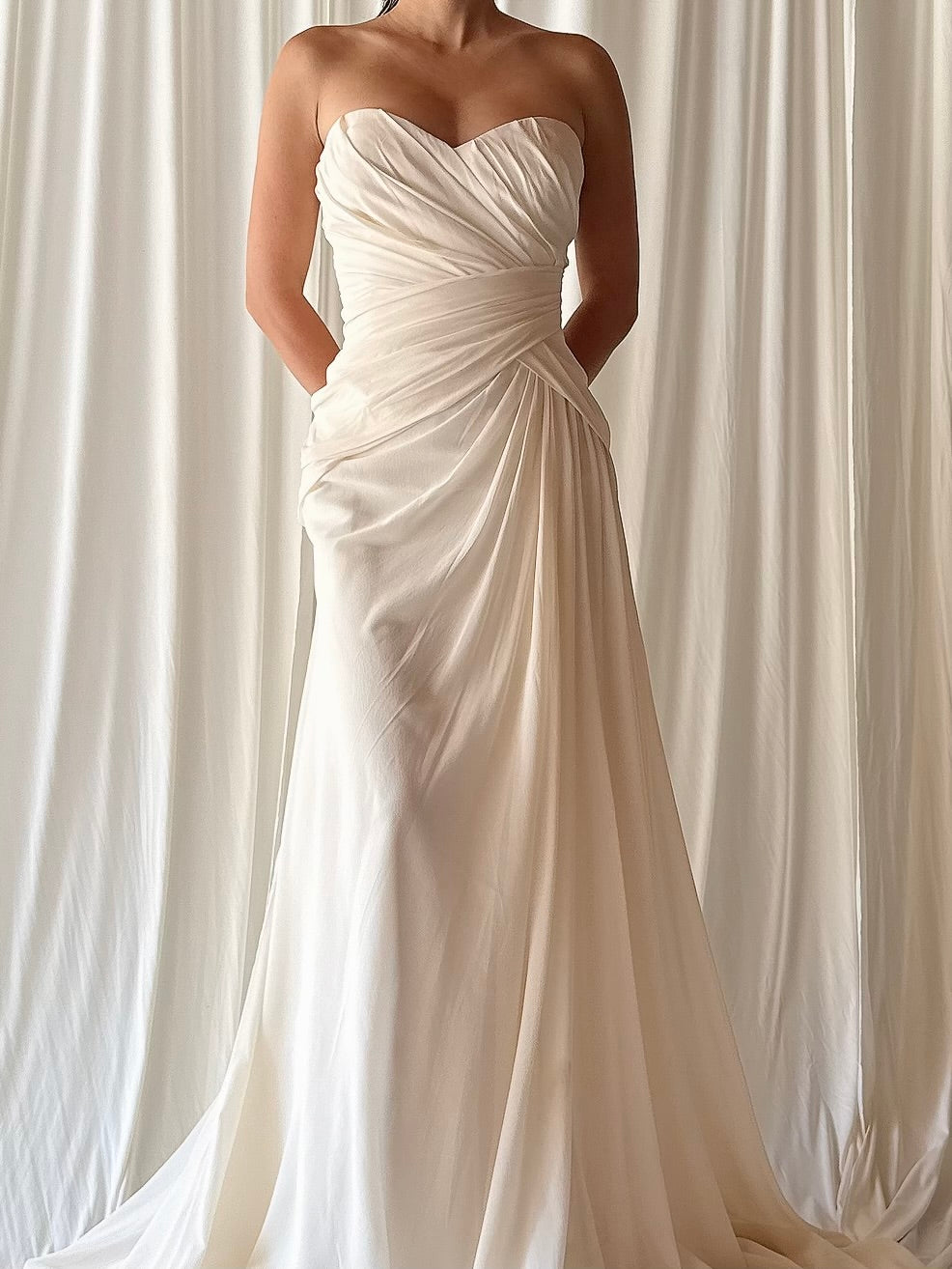Gemy Maalouf Silk Chiffon Draped Gown - S/M