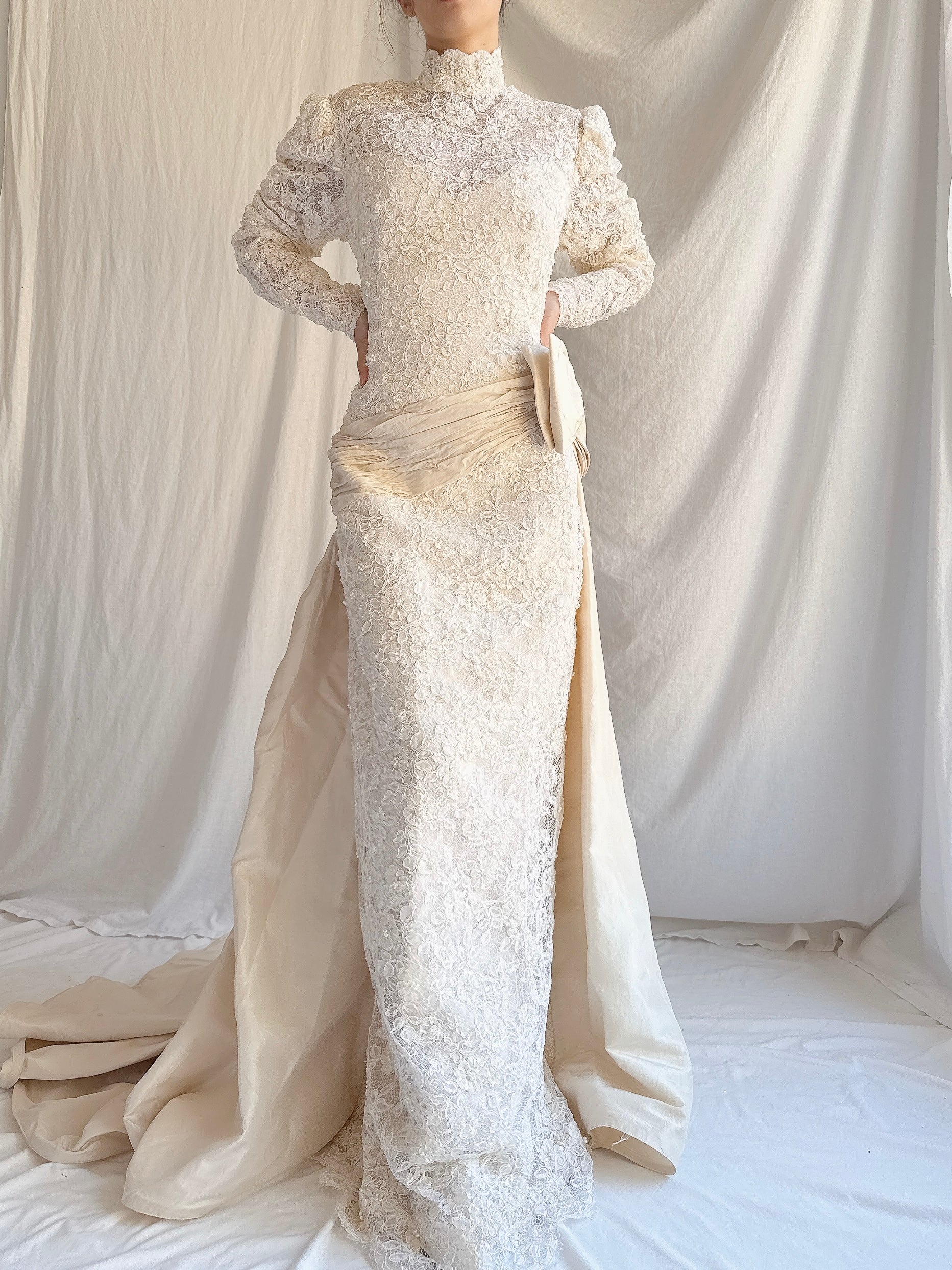 Vintage Jim Hjelm Lace and Silk Tafetta Gown - S/M US 6