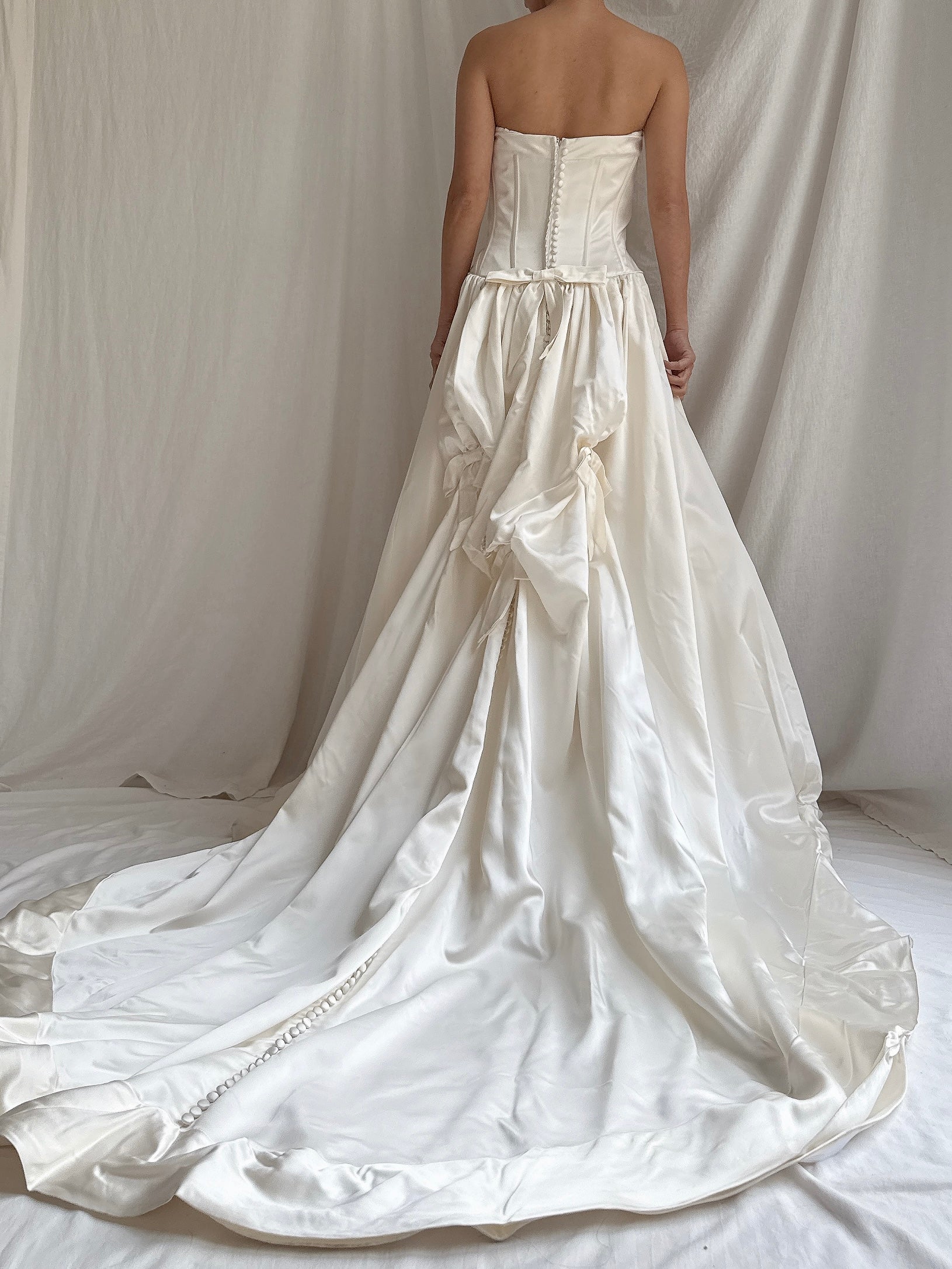 Vintage Randy Fenoli Silk and Satin Strapless Dress - M