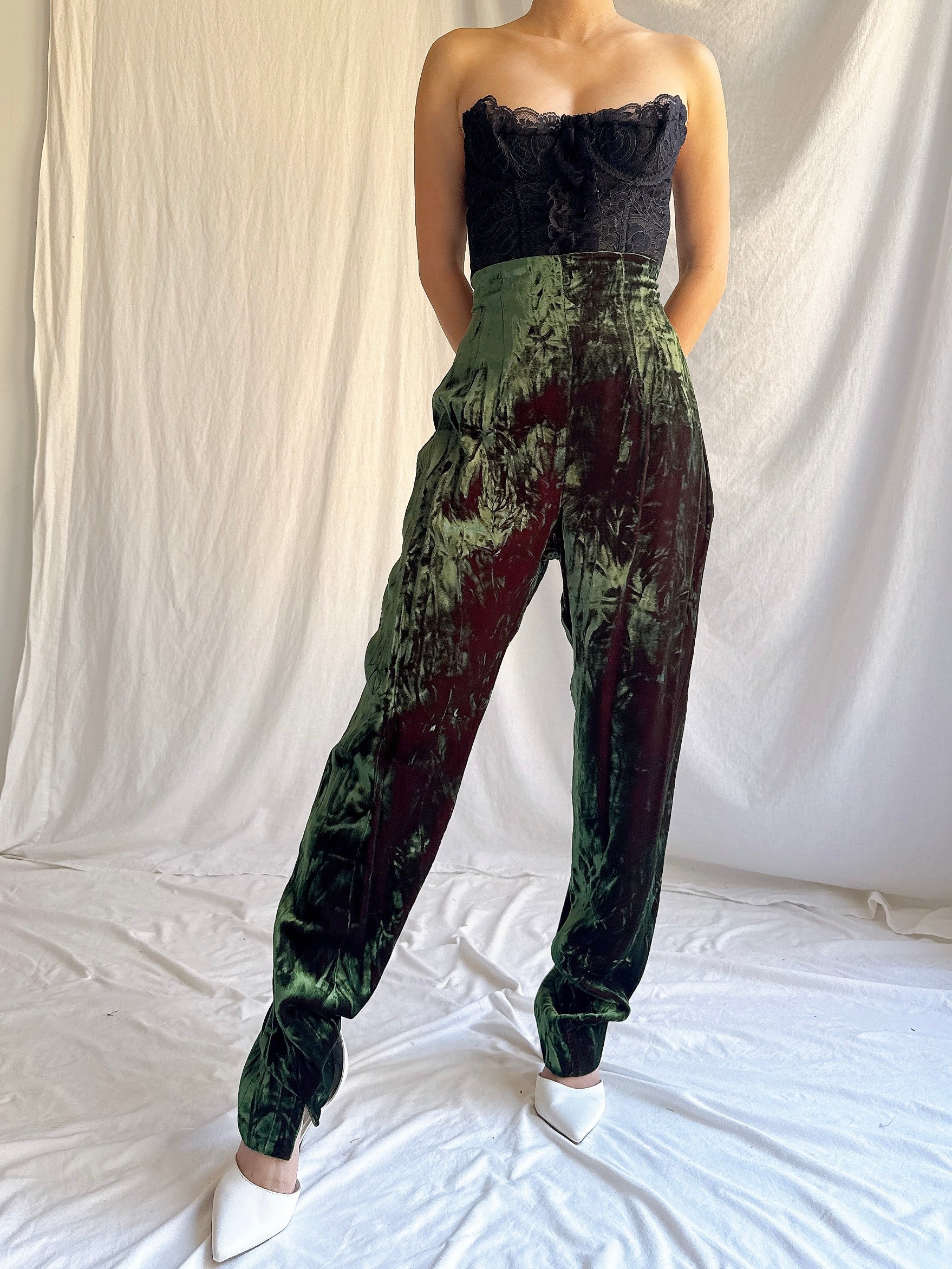 Vintage IDOL UK Crushed Velvet Trousers - S