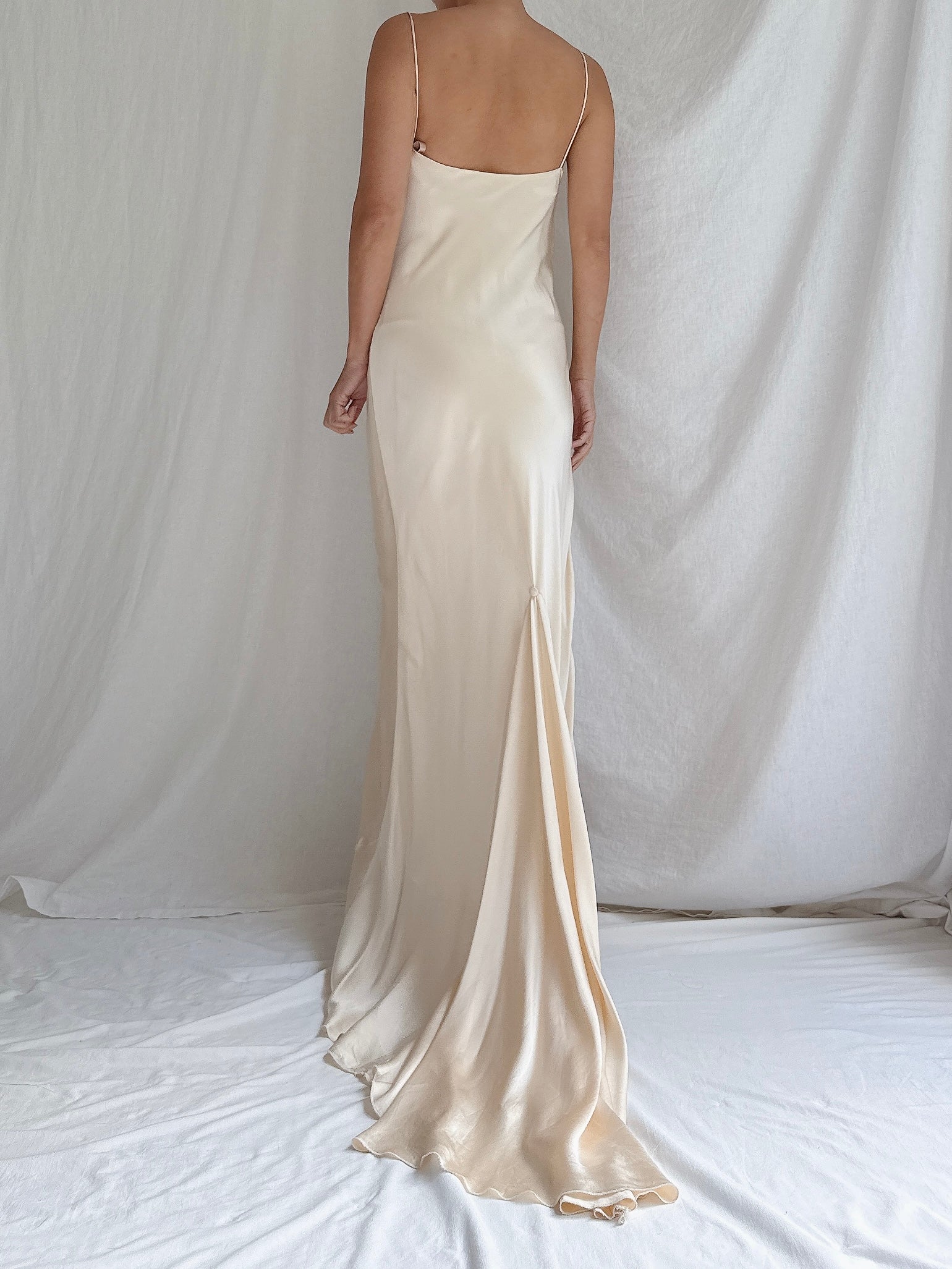 Vintage Silk Spaghetti Straps Gown - S