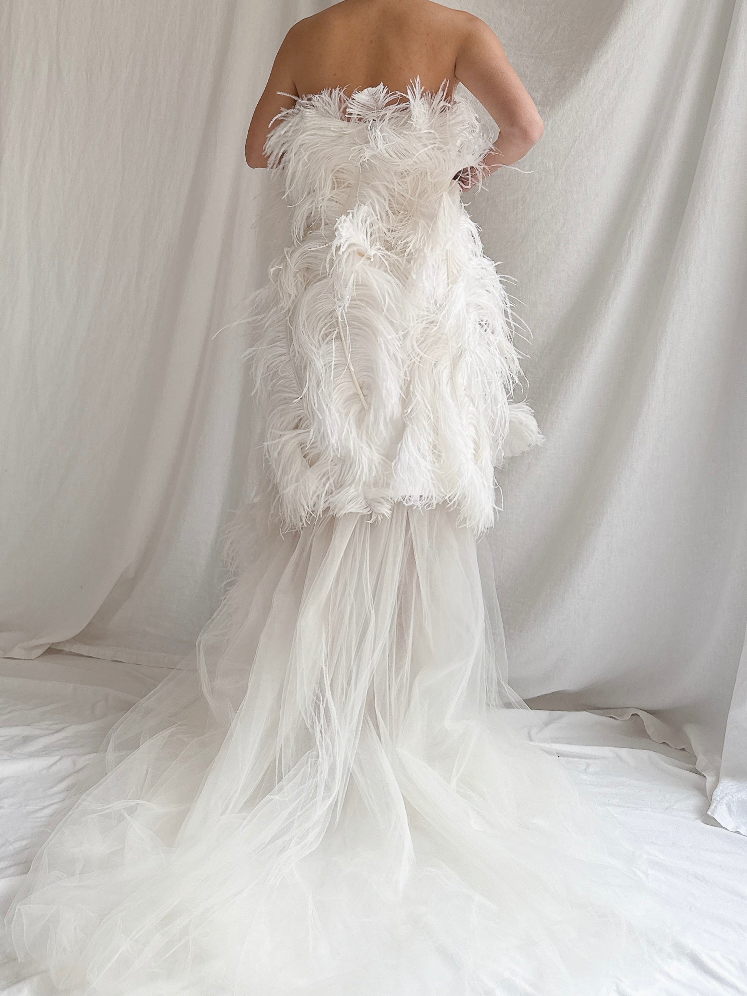 RESERVED Vintage 2-Piece Liancarlo Couture Feather Gown - S/6