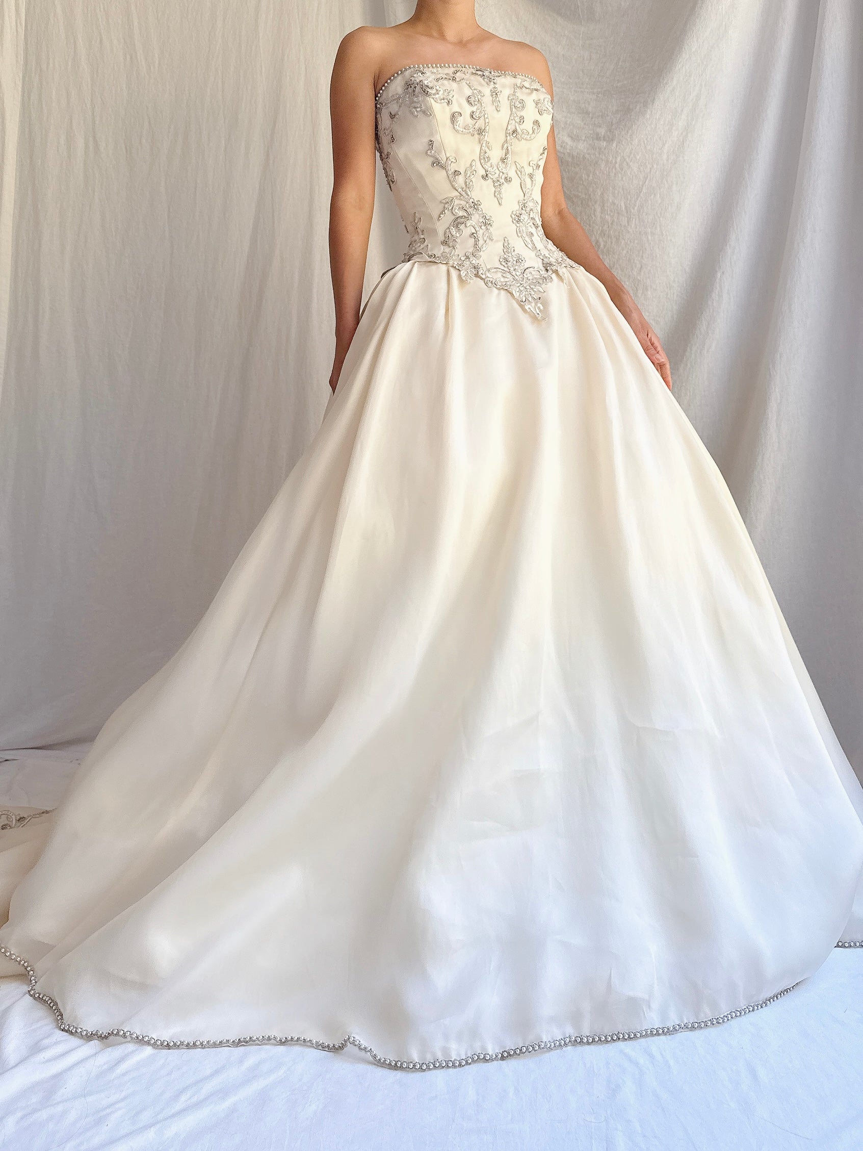 Vintage Silk Organza Embroidered Gown - XS/2