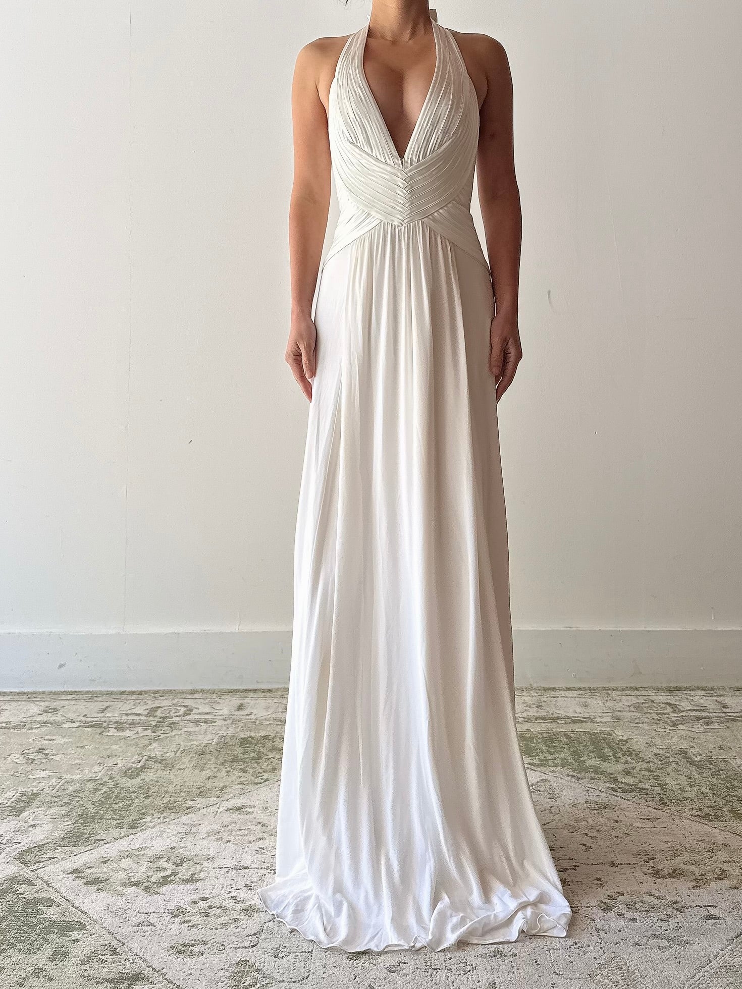 Vintage White Jersey Dress - S/M