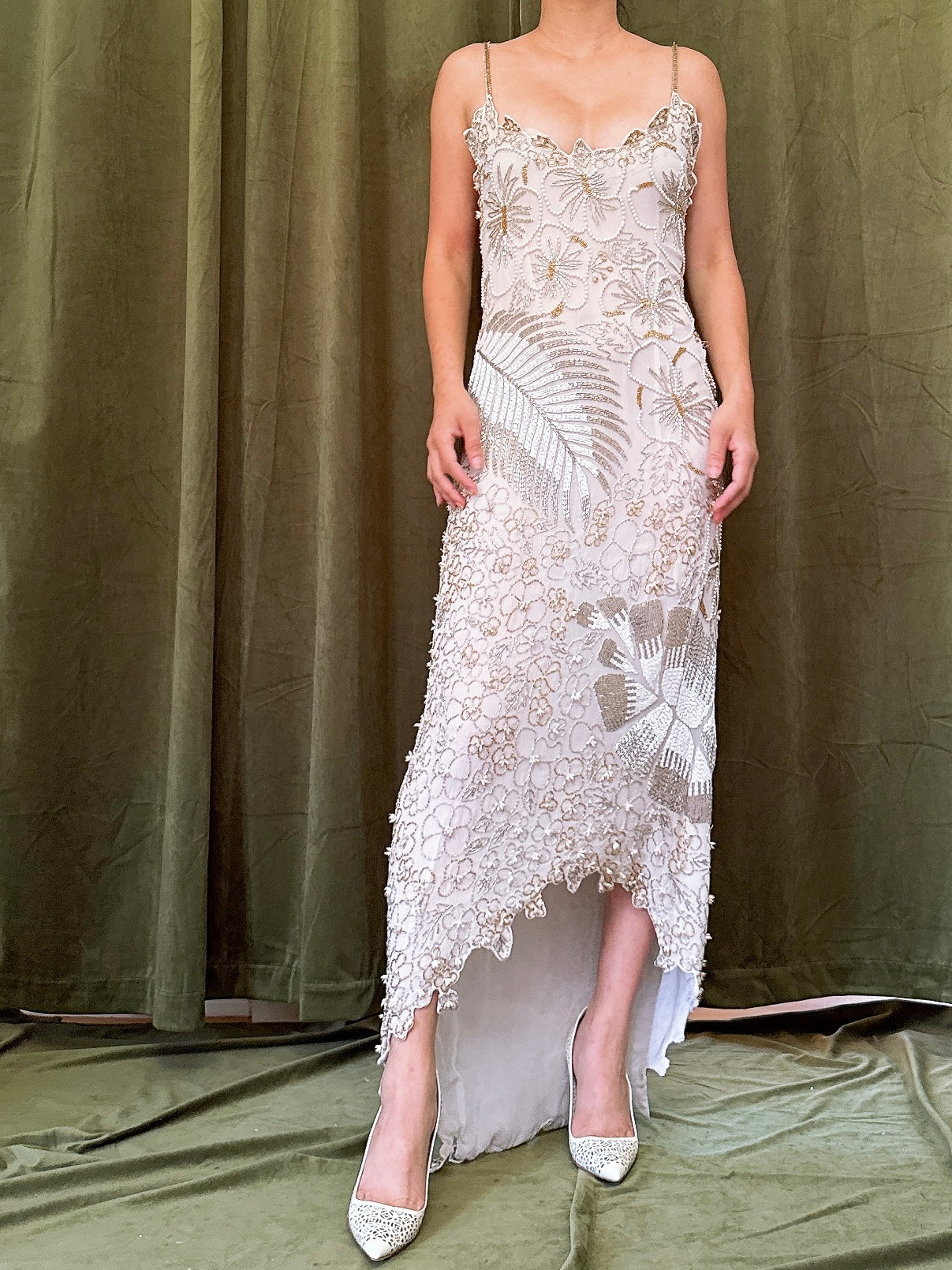 1980s Silk Beaded Dress