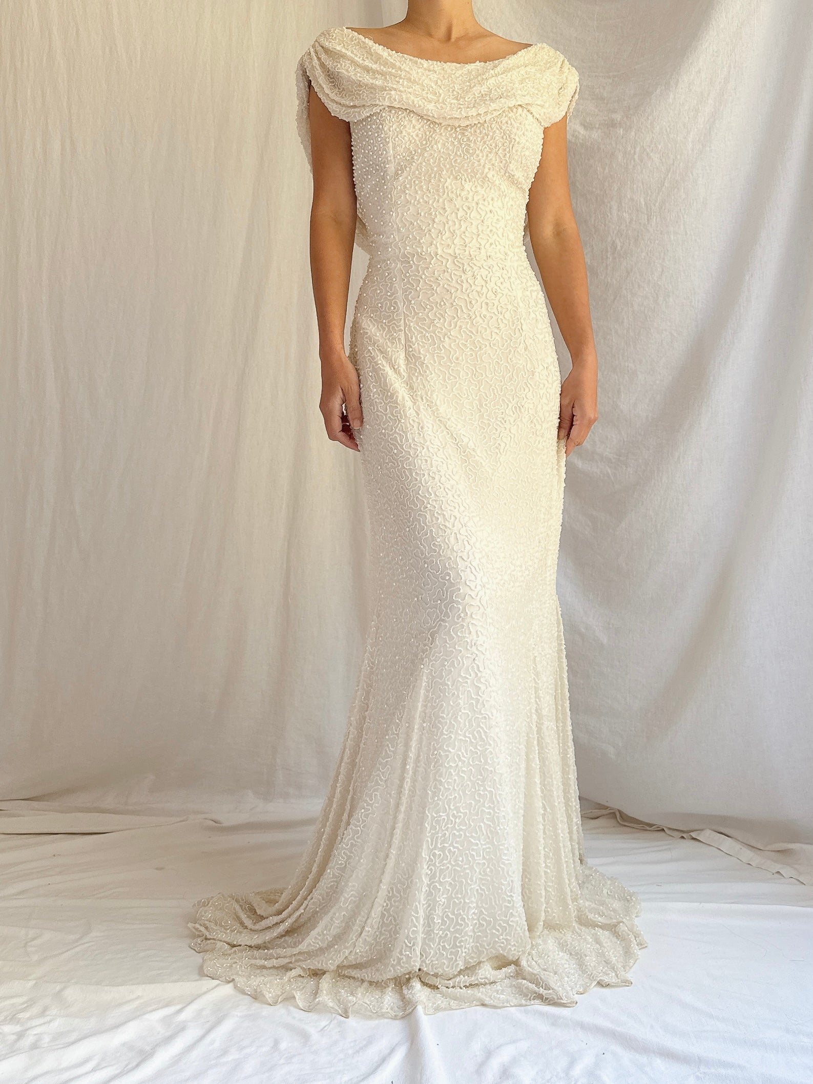 Vintage Silk Beaded Gown - S