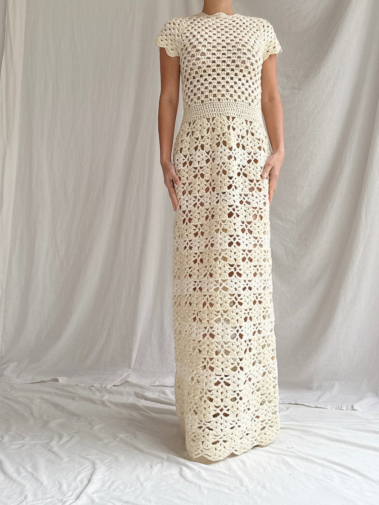 1970s Crochet Dress - S-M