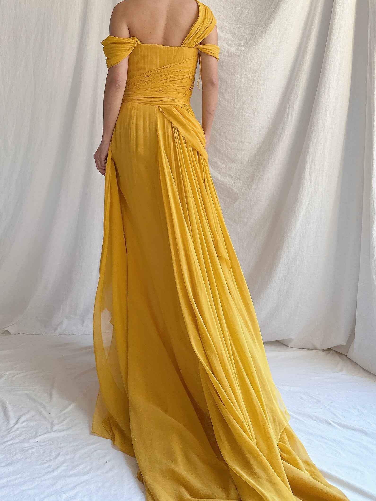 Vintage Silk Chiffon Draped Gown - XS/0