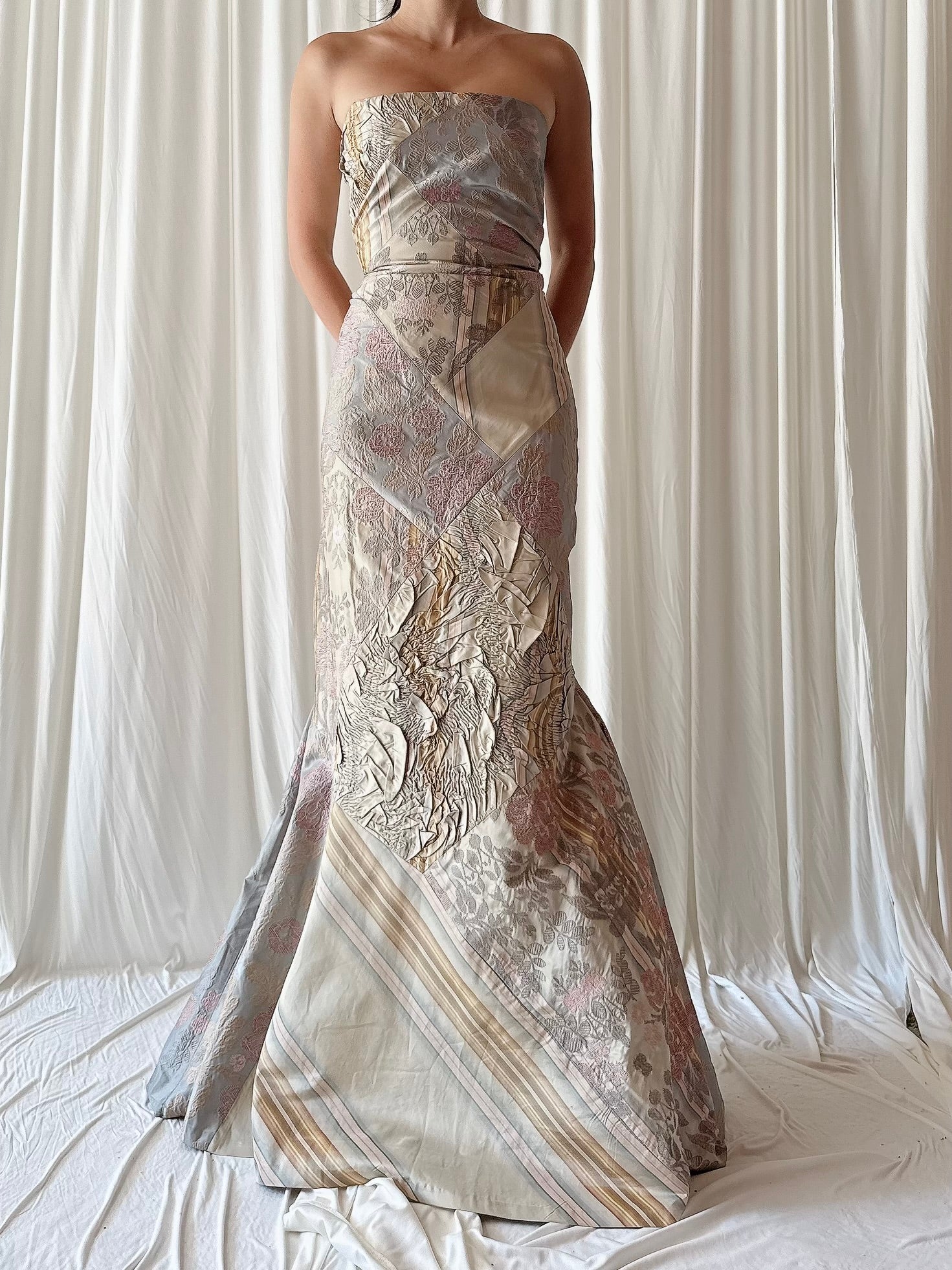 Vintage Paul Vasseur Silk Brocade Dress - FR 40