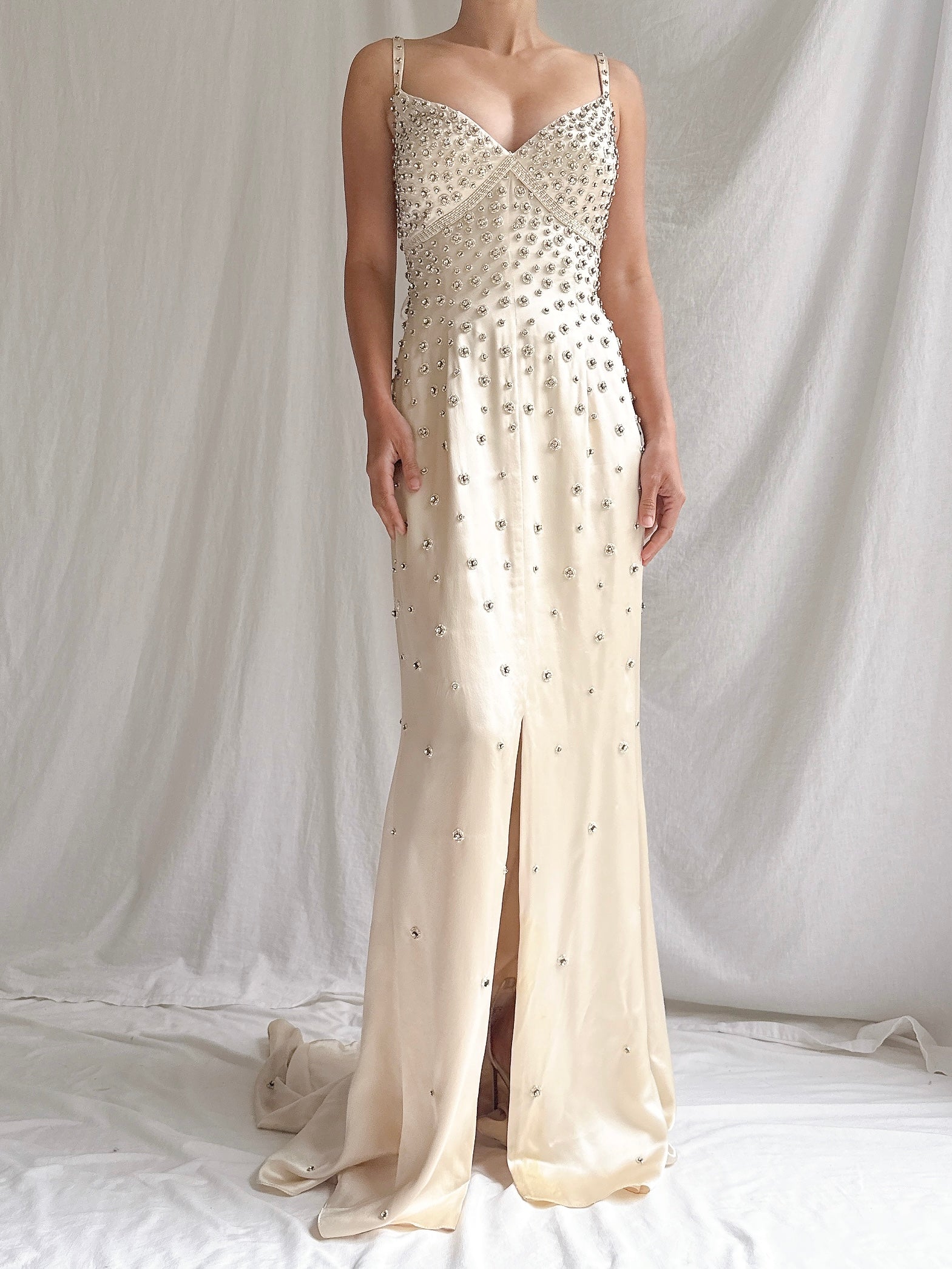 Vintage Silk Rhinestones Gown - M/6