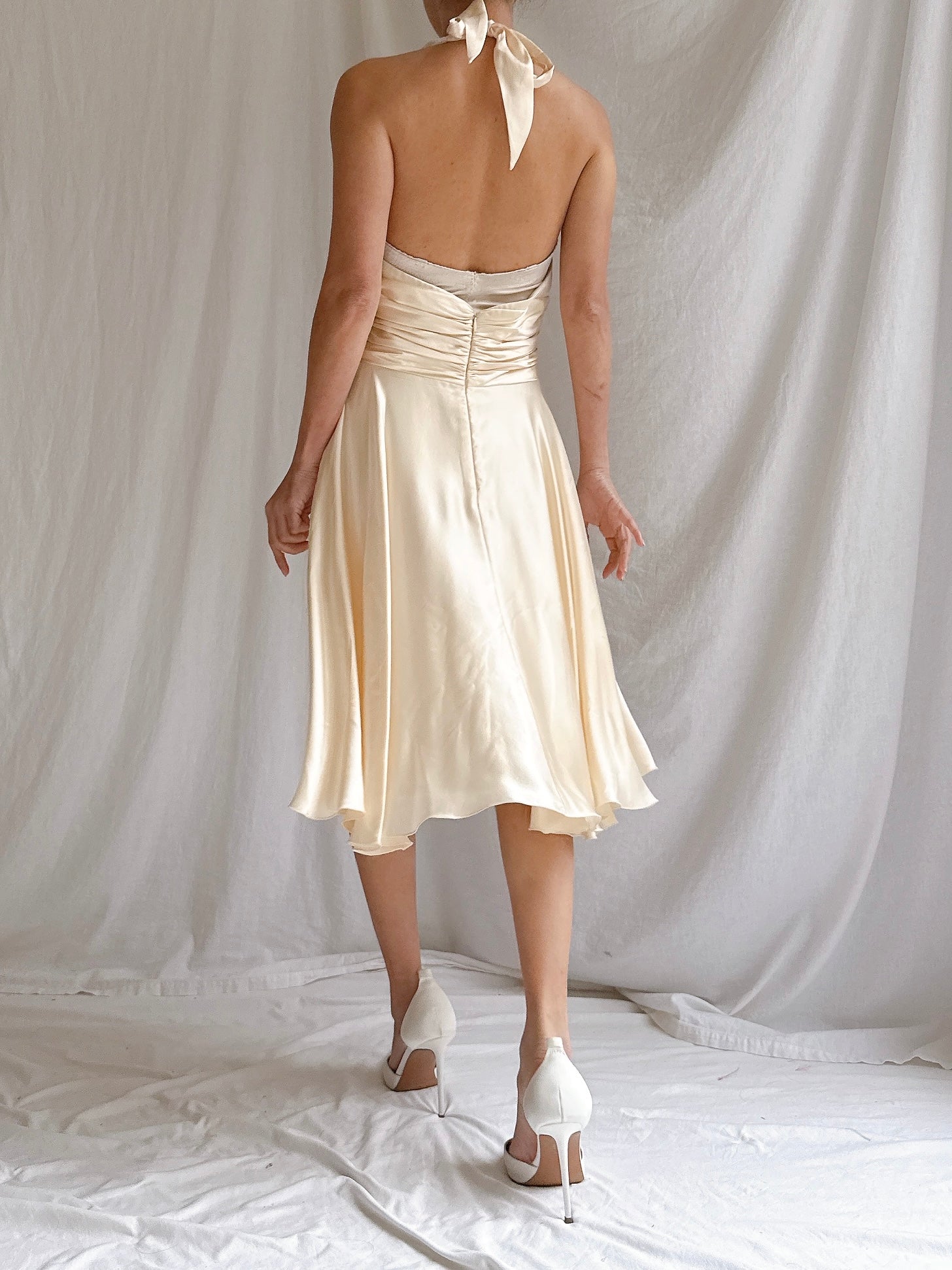 Vintage Silk Halter Dress - S