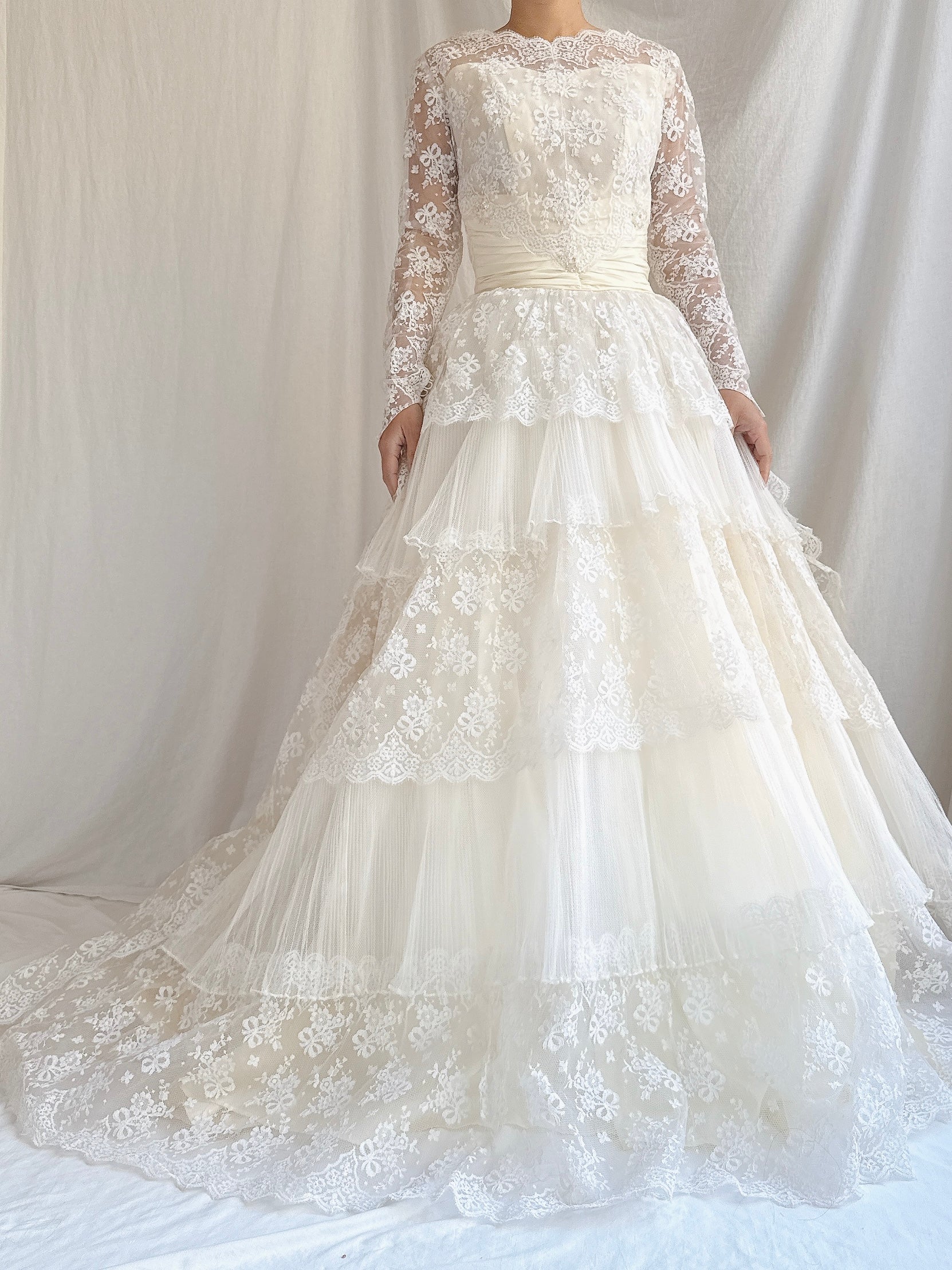 1950s Tulle and Lace Gown - XS