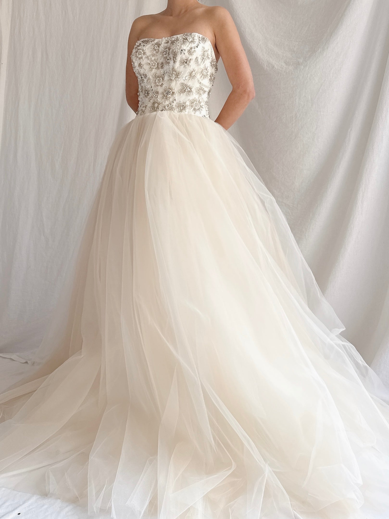 Vintage Strapless Tulle Gown - S