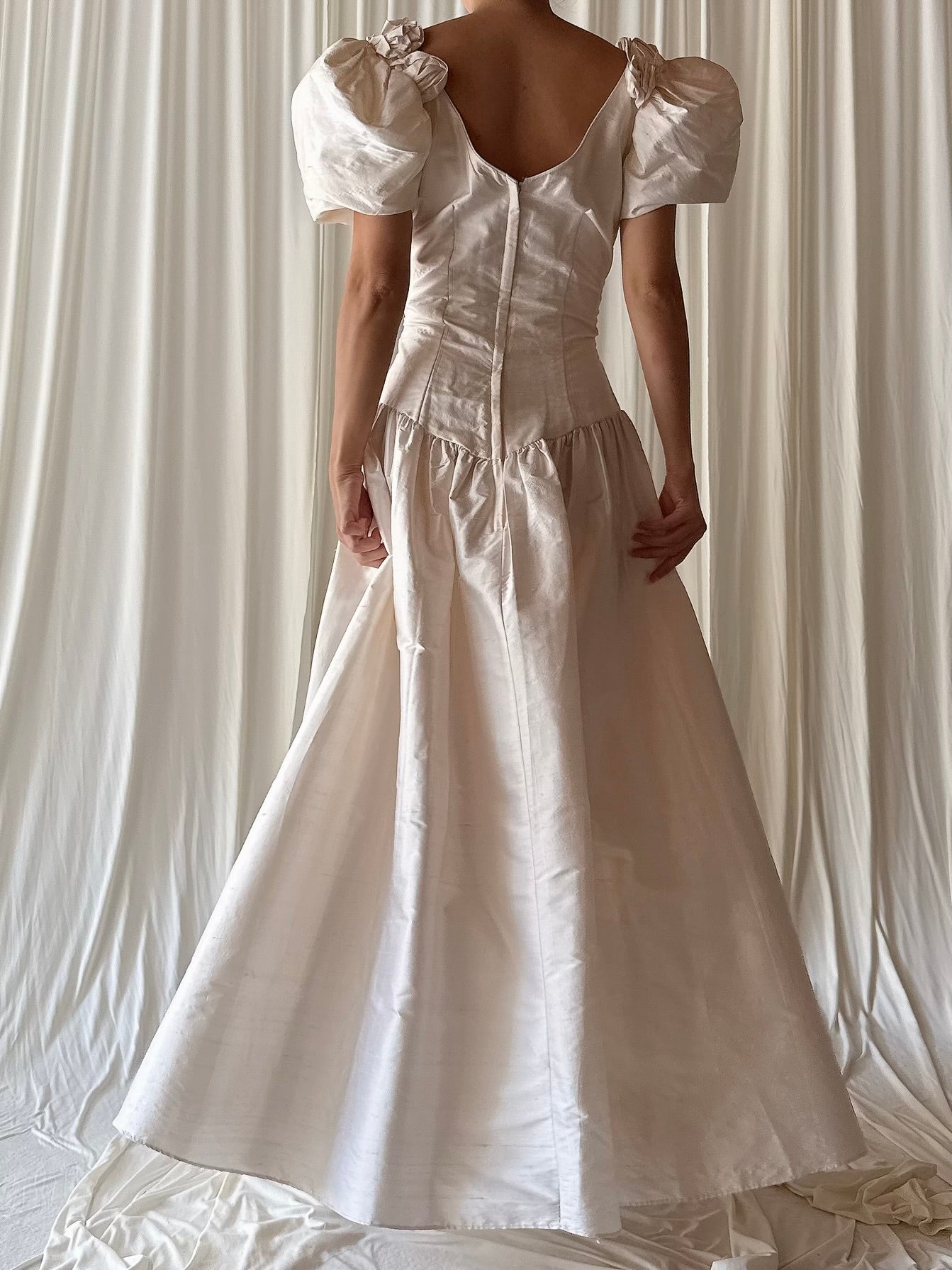 1980s Rosette Silk Dress - M