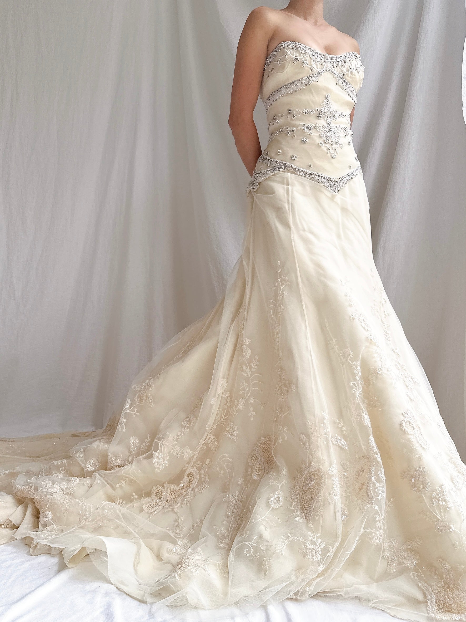 Vintage Badgley Mishka Couture Silk Embroidered Gown - M/6