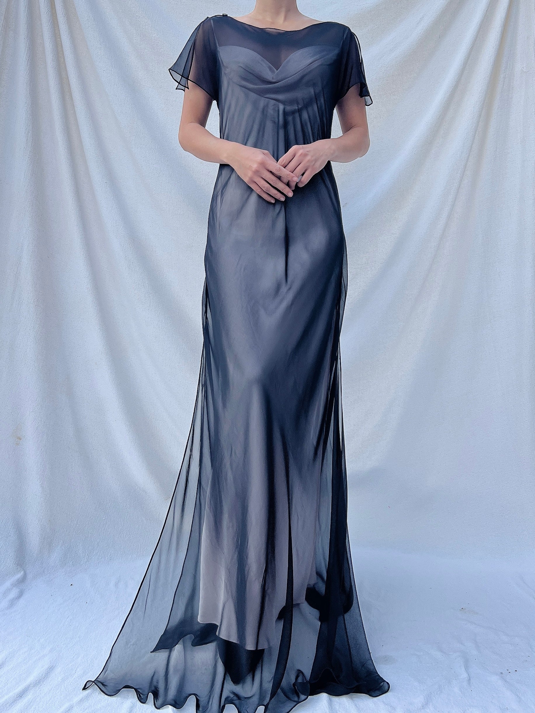 Vintage Sheer Chiffon Gown - S