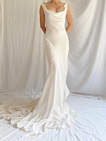 00s Satin Cowl Neckline Bias Gown - XS/2