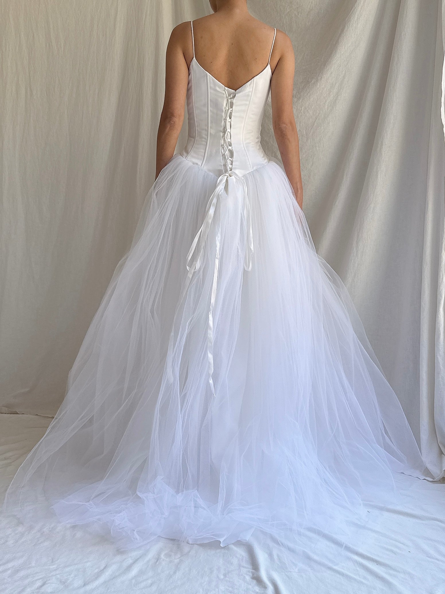 Vintage Tulle Basque Waist Gown - S-M