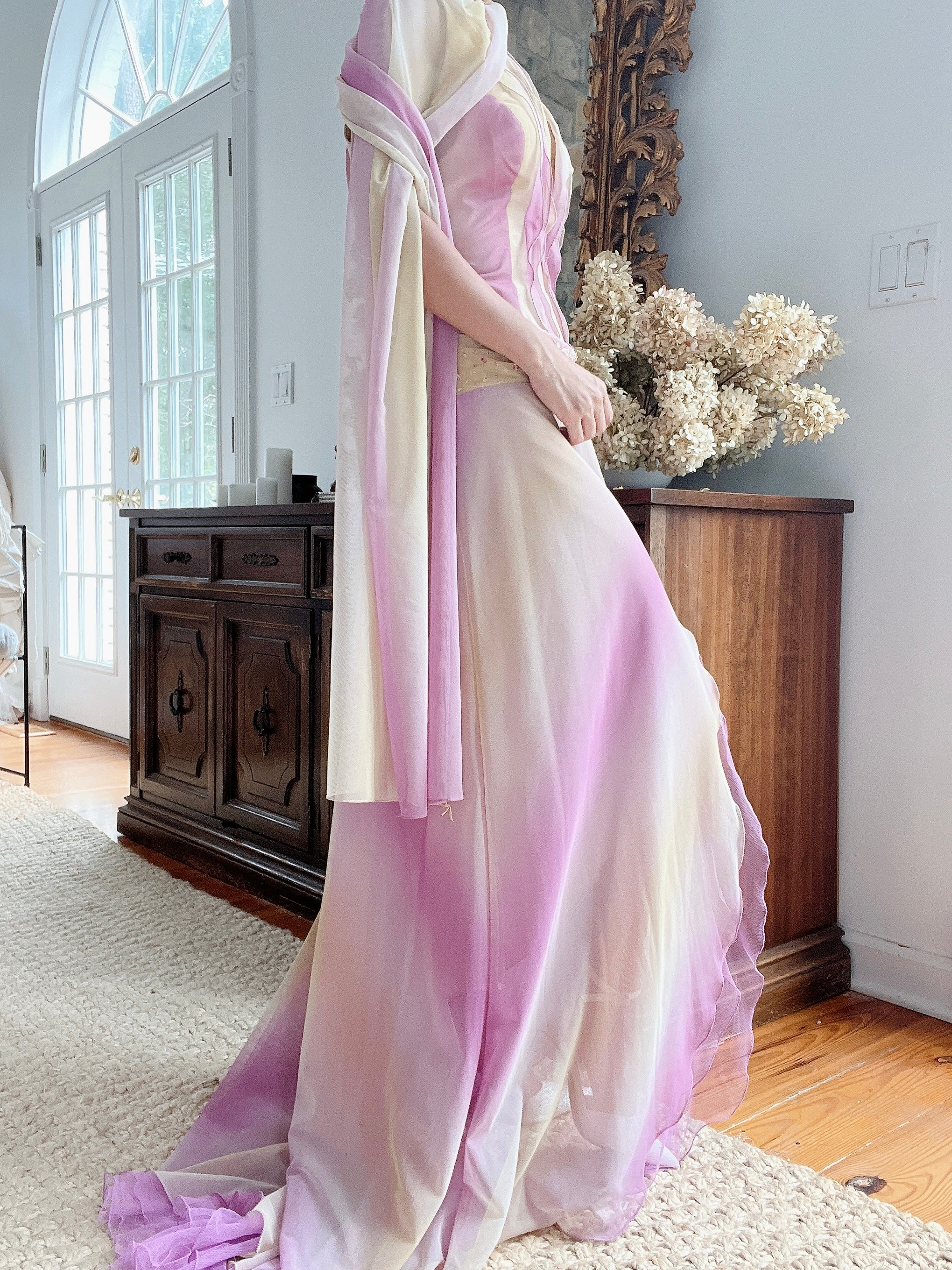 Yellow and Lilac Ombré Gown - M