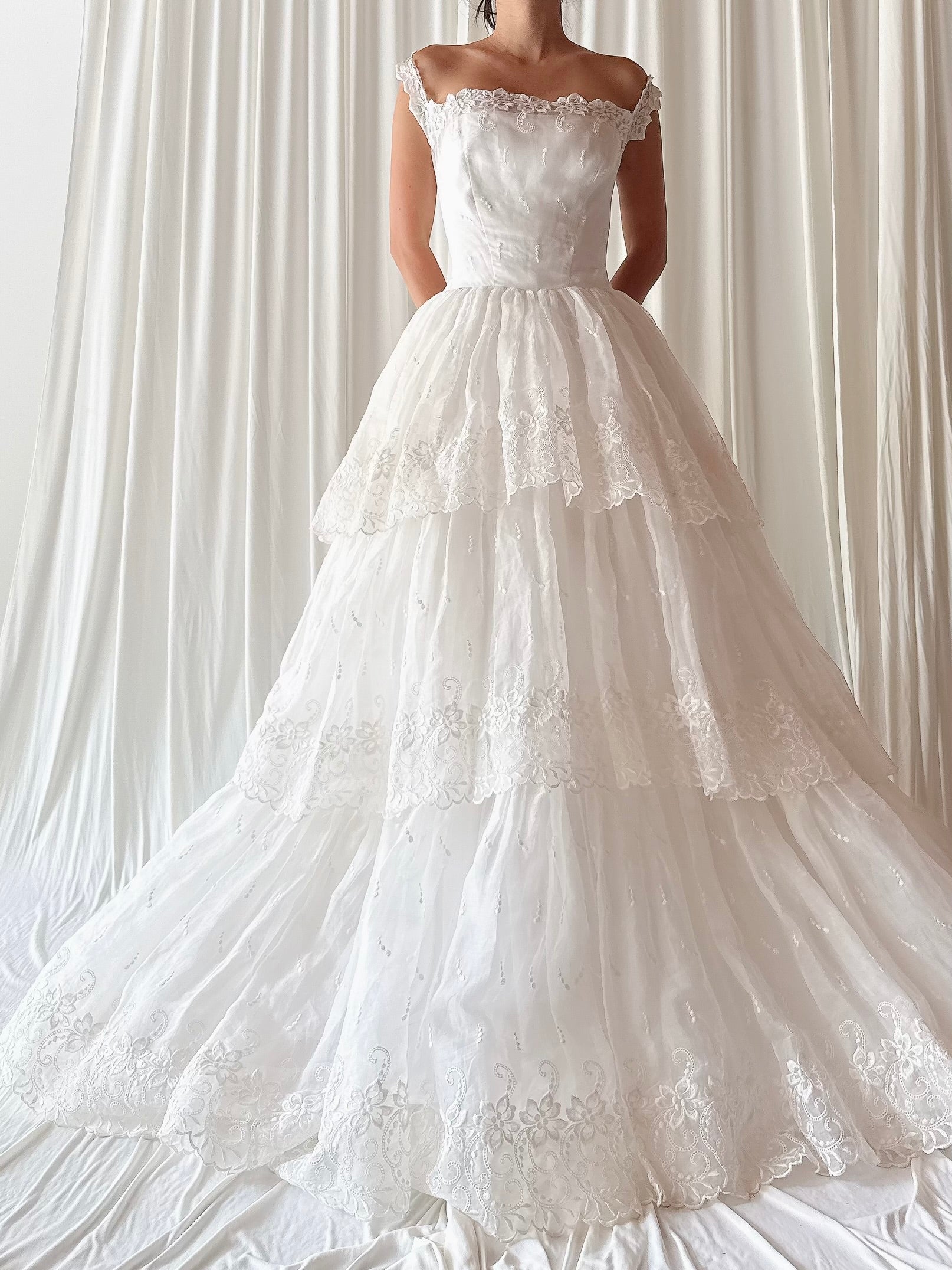 1950s Organdy Tulle Gown - XS/S