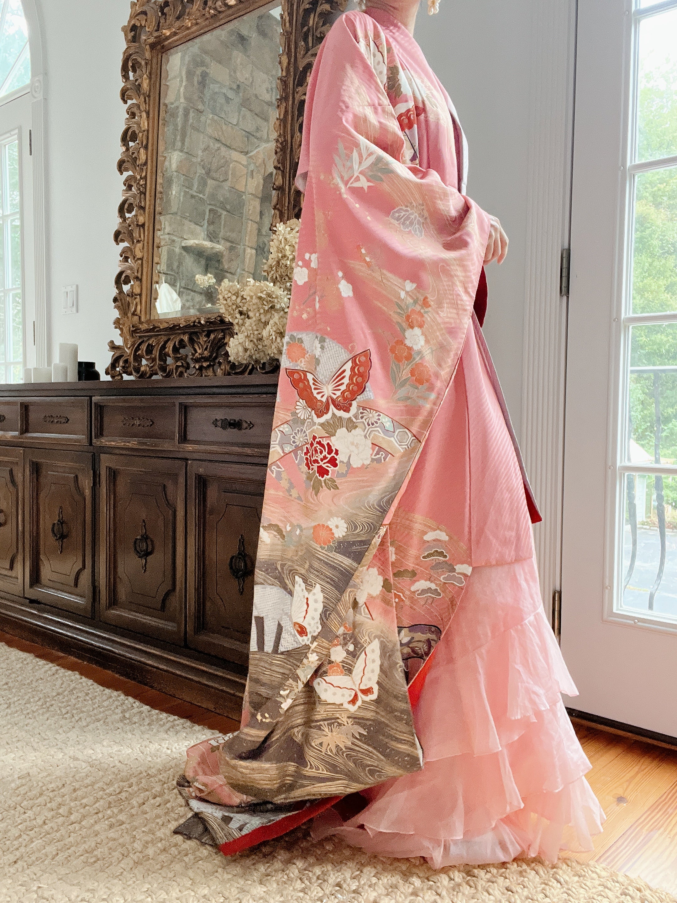 Pink/Coral Silk Kimono