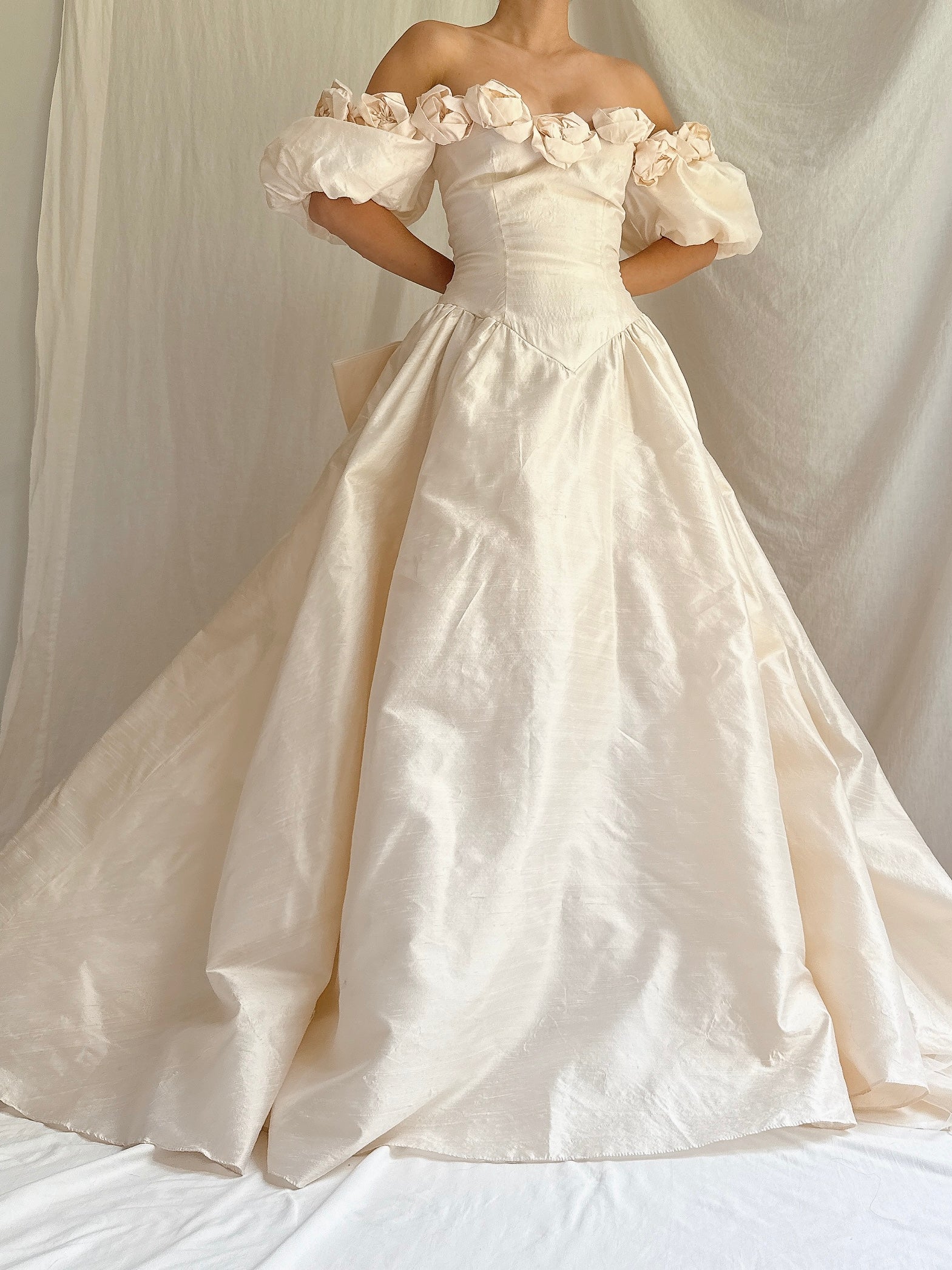 Vintage Silk Rosette Gown - XS