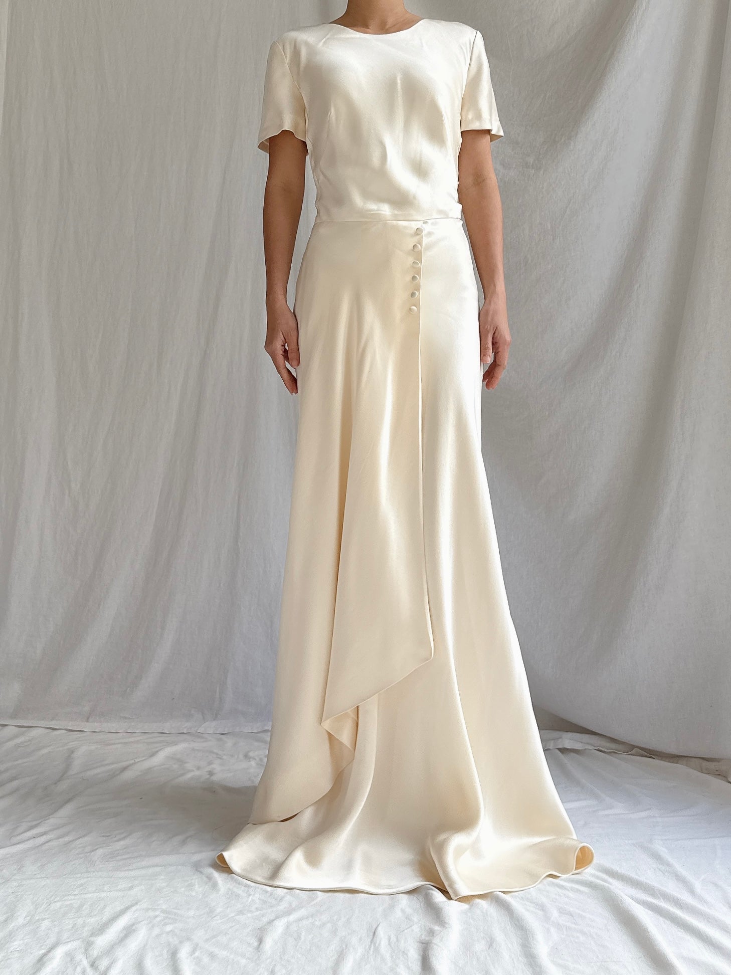 vintage chanel eloise silk dress Vintage Chanel Asymmetrical Silk Dress 10-Day Rental/Try-On / Unknown / X-Small
