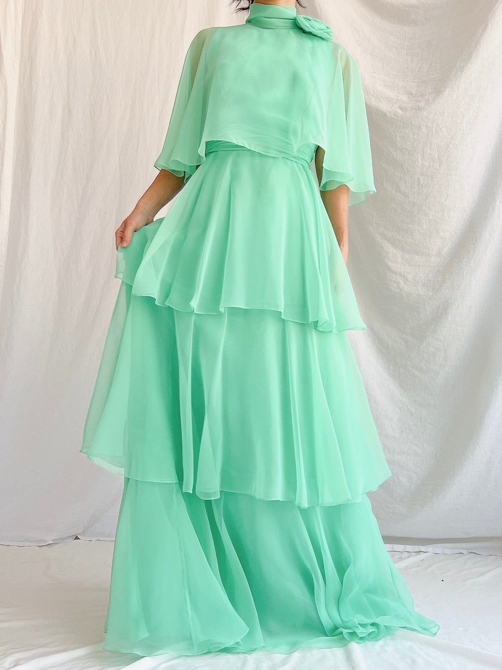 Vintage Teal Tiered Gown - XS/2