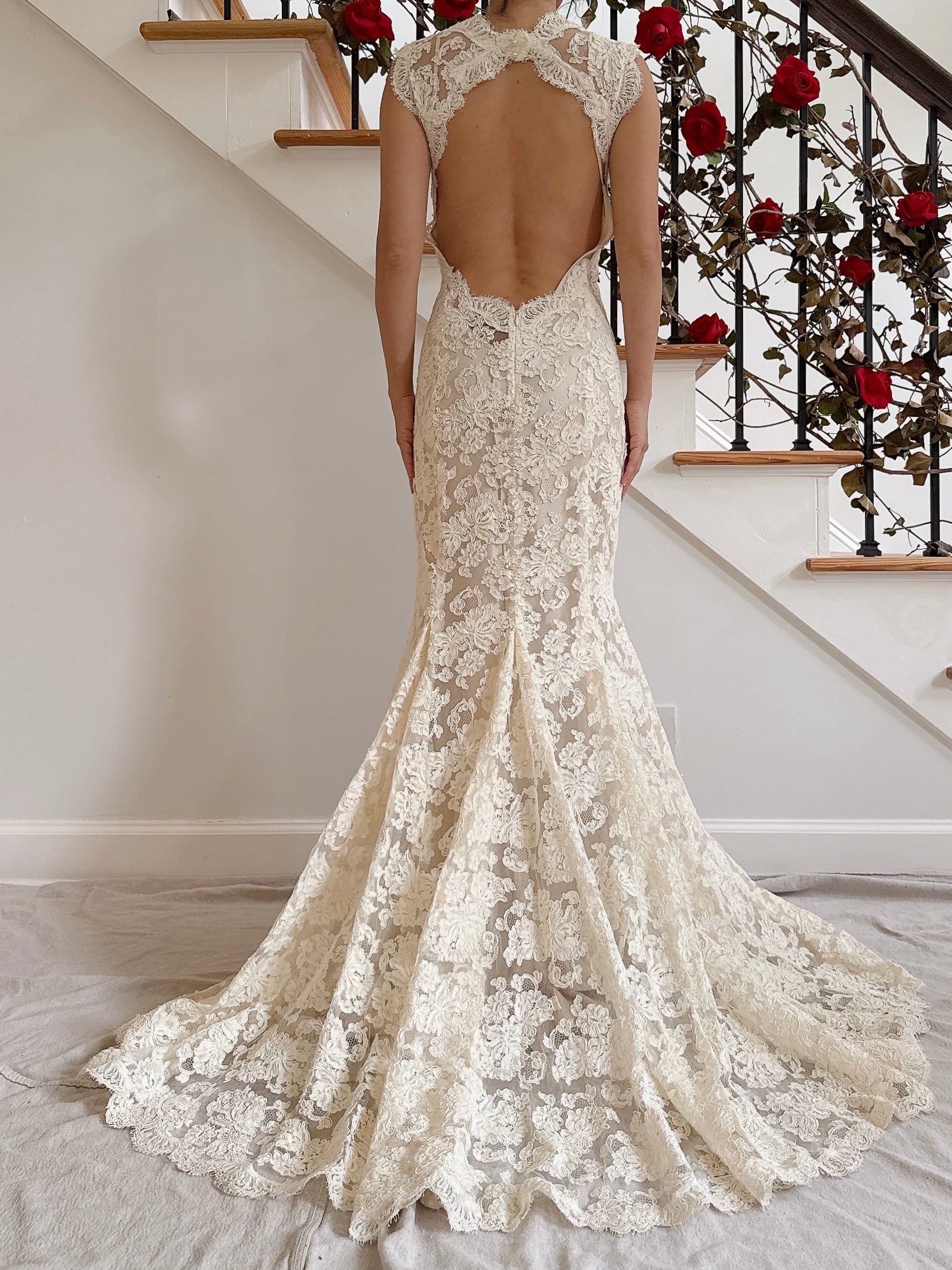 Vintage Monique Llhuilier Lace and Silk Gown - XS/S