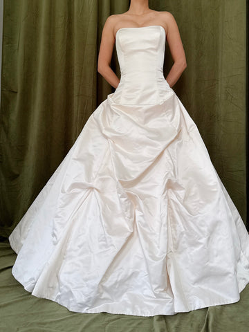 Vintage Satin Silk Strapless Gown - M/8