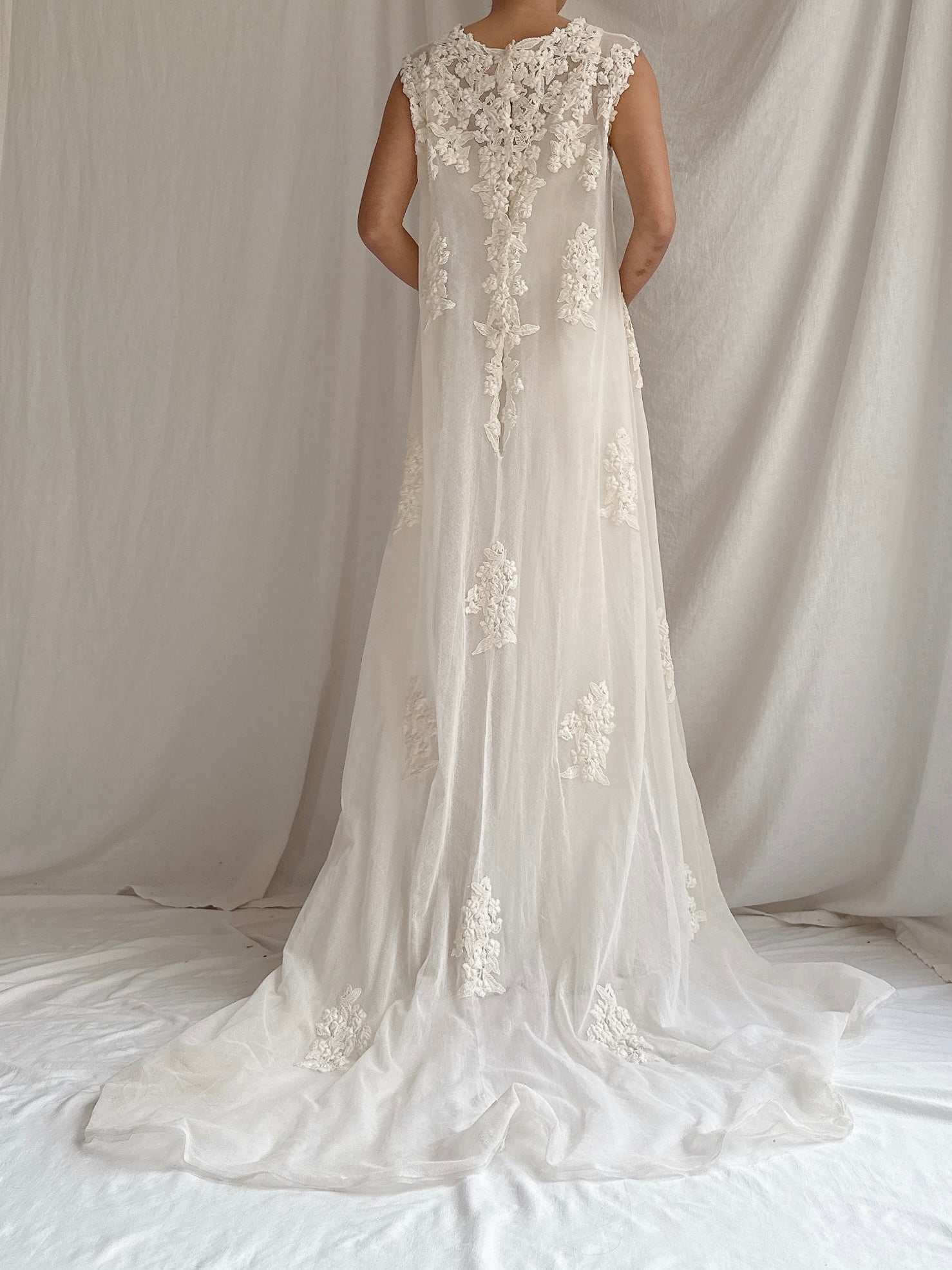 1960s Tulle Embroidered Dress - Size 2/XS