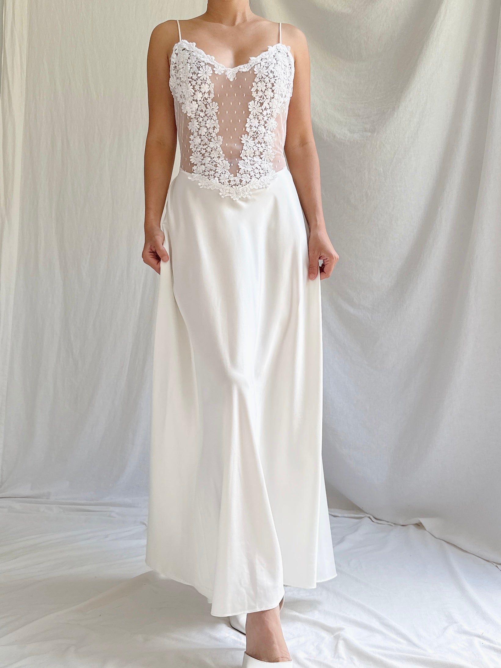 Vintage Sheer Midi Slip Dress - S/M