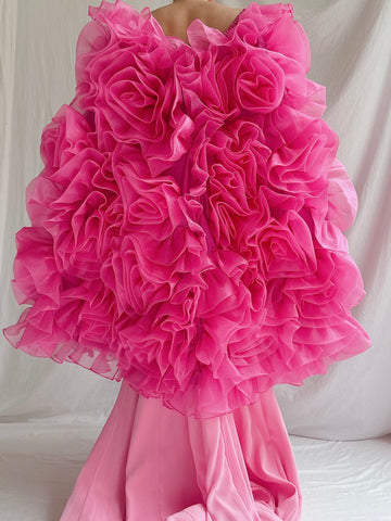 Vintage Rosette Organza Cape - OSFM