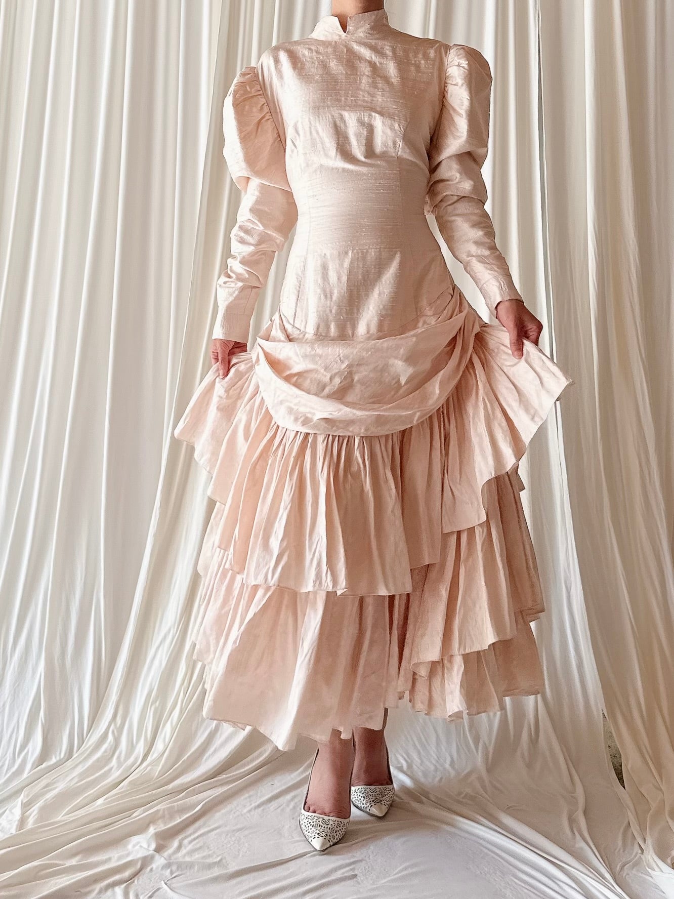 Vintage David Fielden Raw Silk Seashell Dress - M