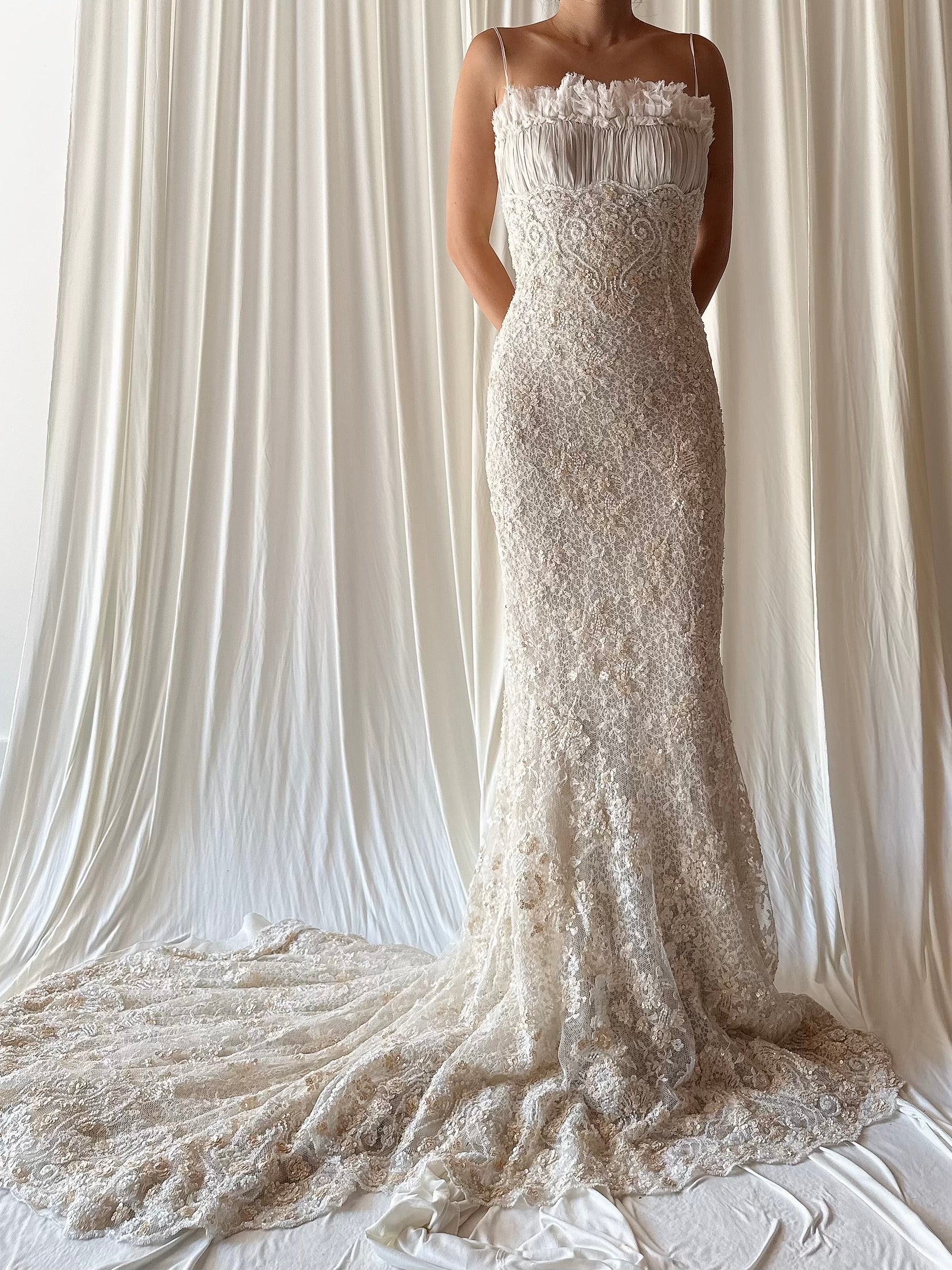 Vintage Manuel Mota Lace Beaded Dress - XS/2