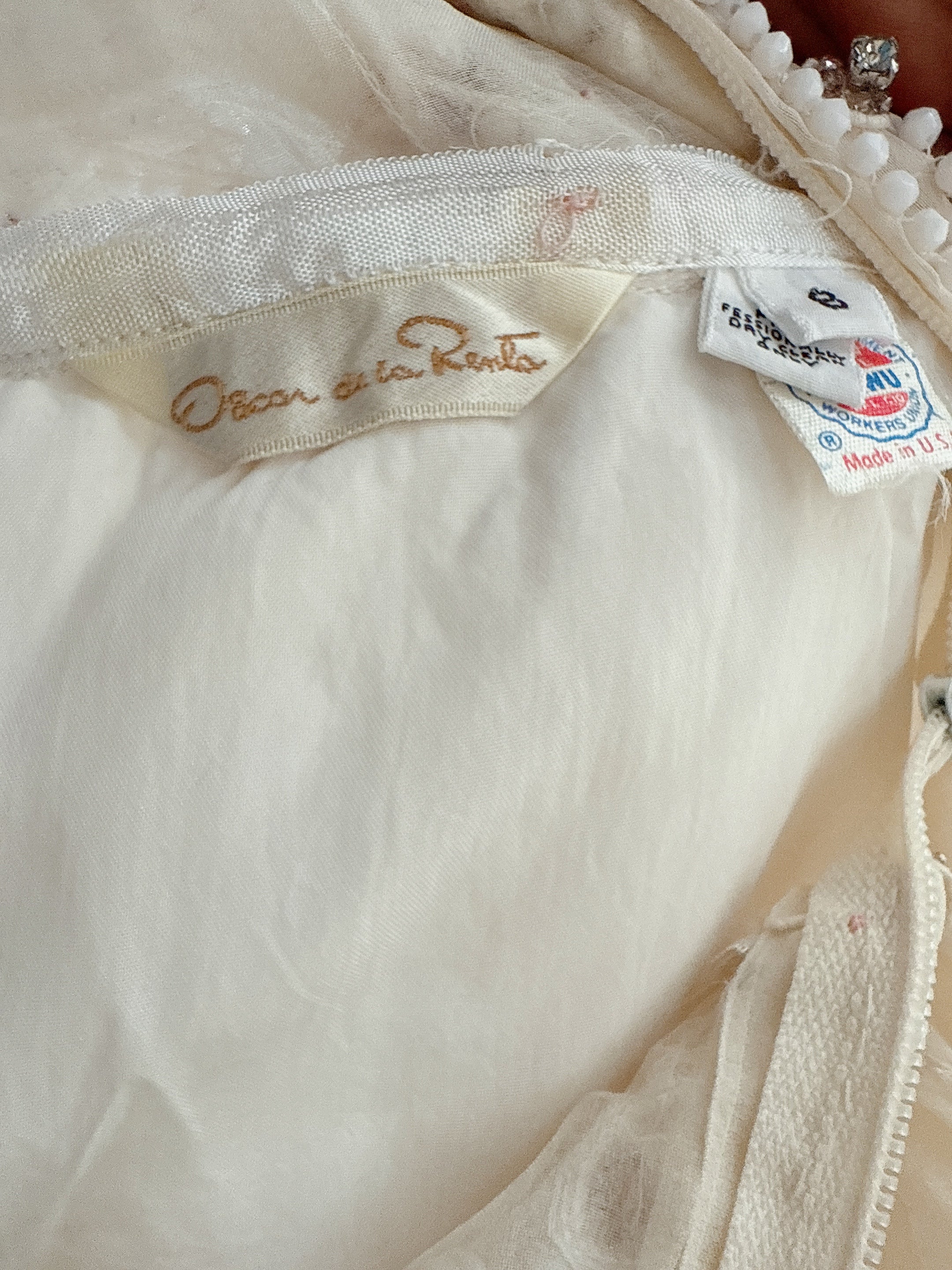 Vintage Oscar de la Renta Silk Organza Embellished Gown - M