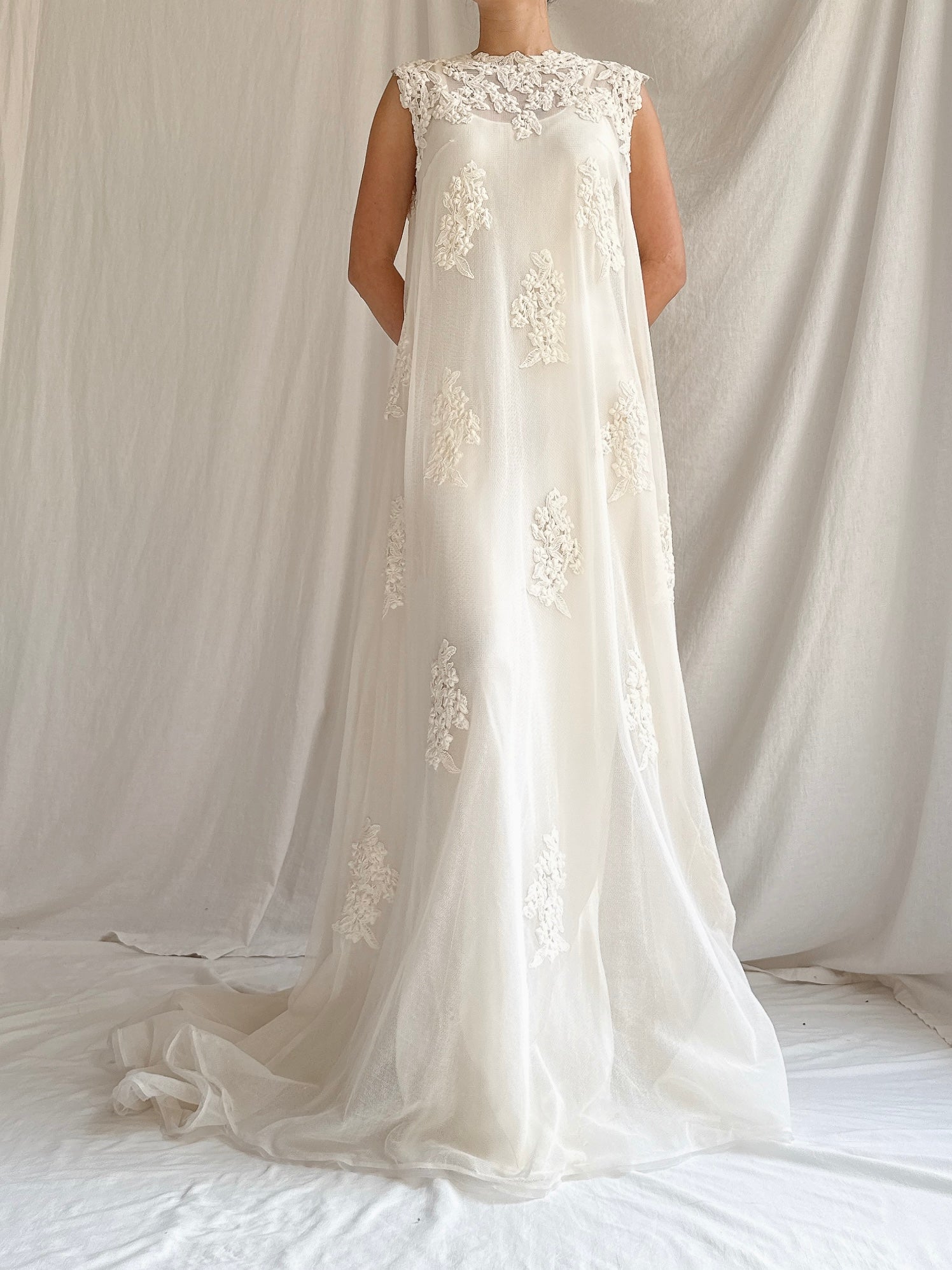 1960s Tulle Embroidered Dress - Size 2/XS