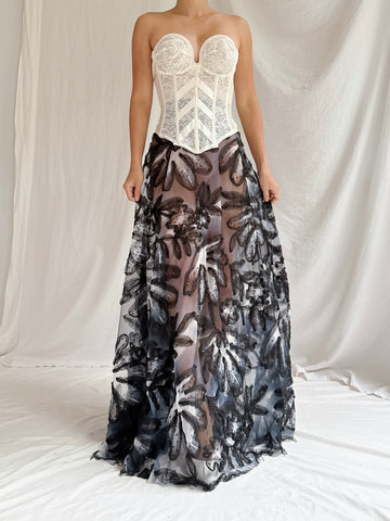 Vintage Sheer Tulle Flower Skirt - M