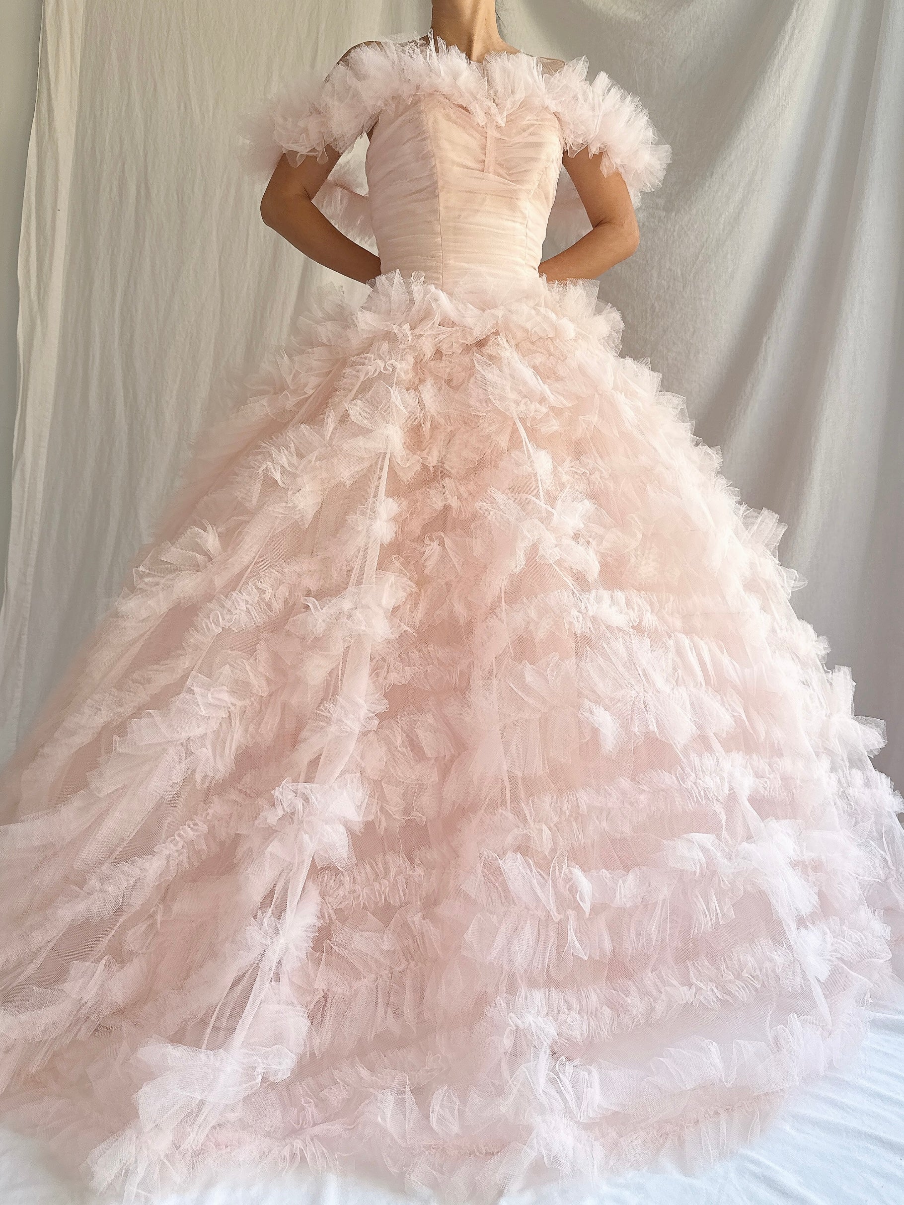 1950s Light Pink Tulle Gown - XXS/0