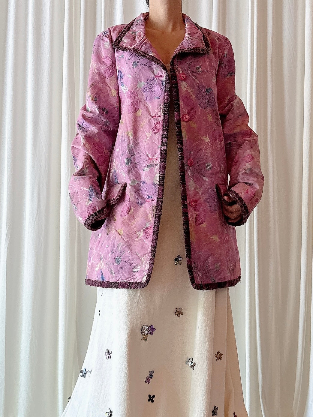 Vintage Alta Moda Luan Sare Pink Abstract Jacket - FR 44 / IT 48