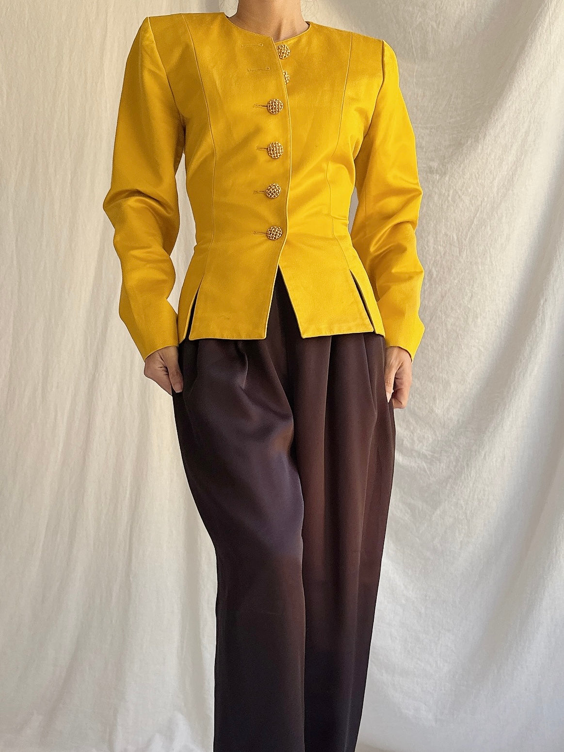 Vintage YSL Marigold Silk Blazer - S/M
