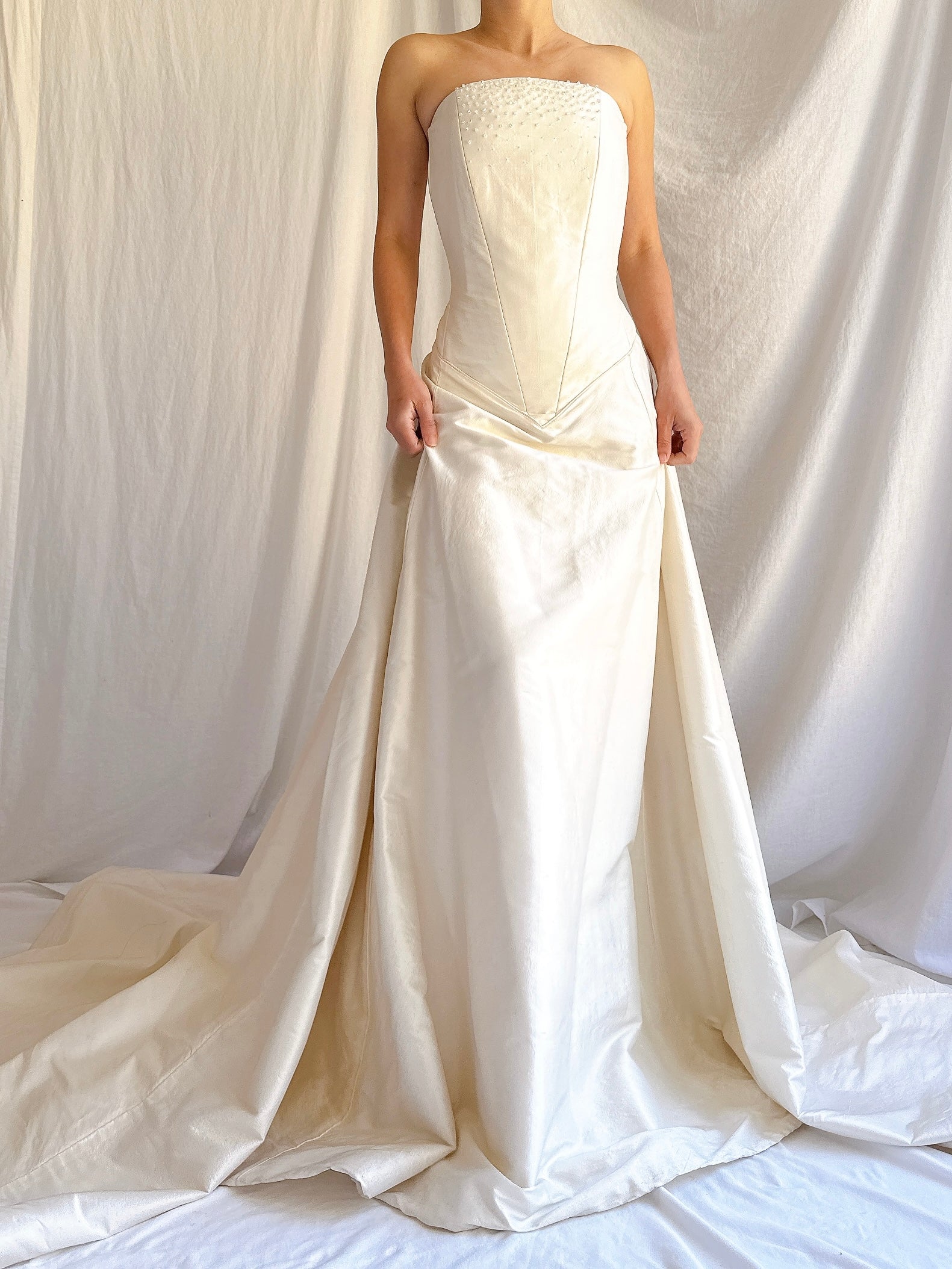 Vintage Silk Basque Waist Gown - M