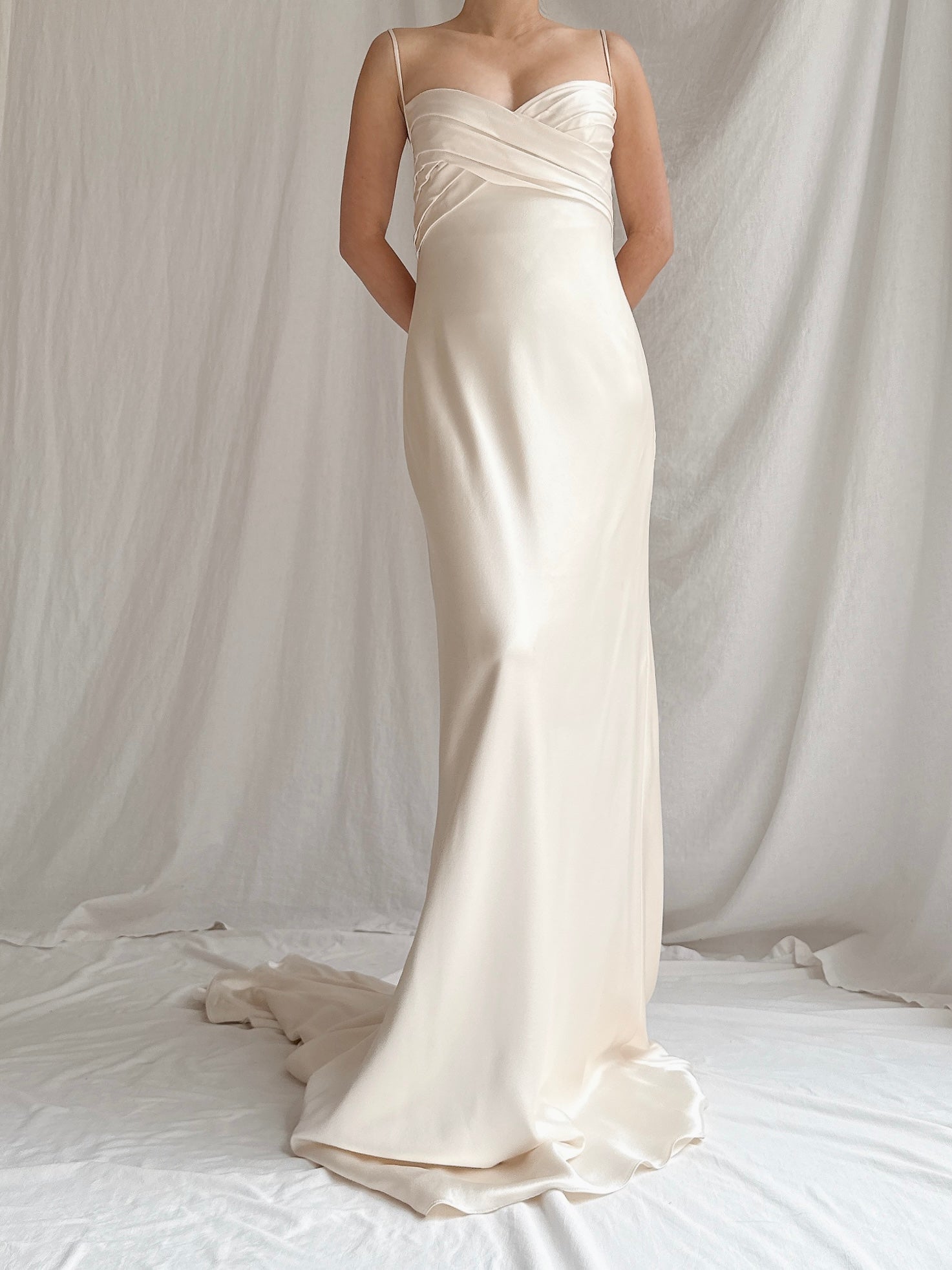 Vintage CB Couture Silk Cowl Back Gown - M/8