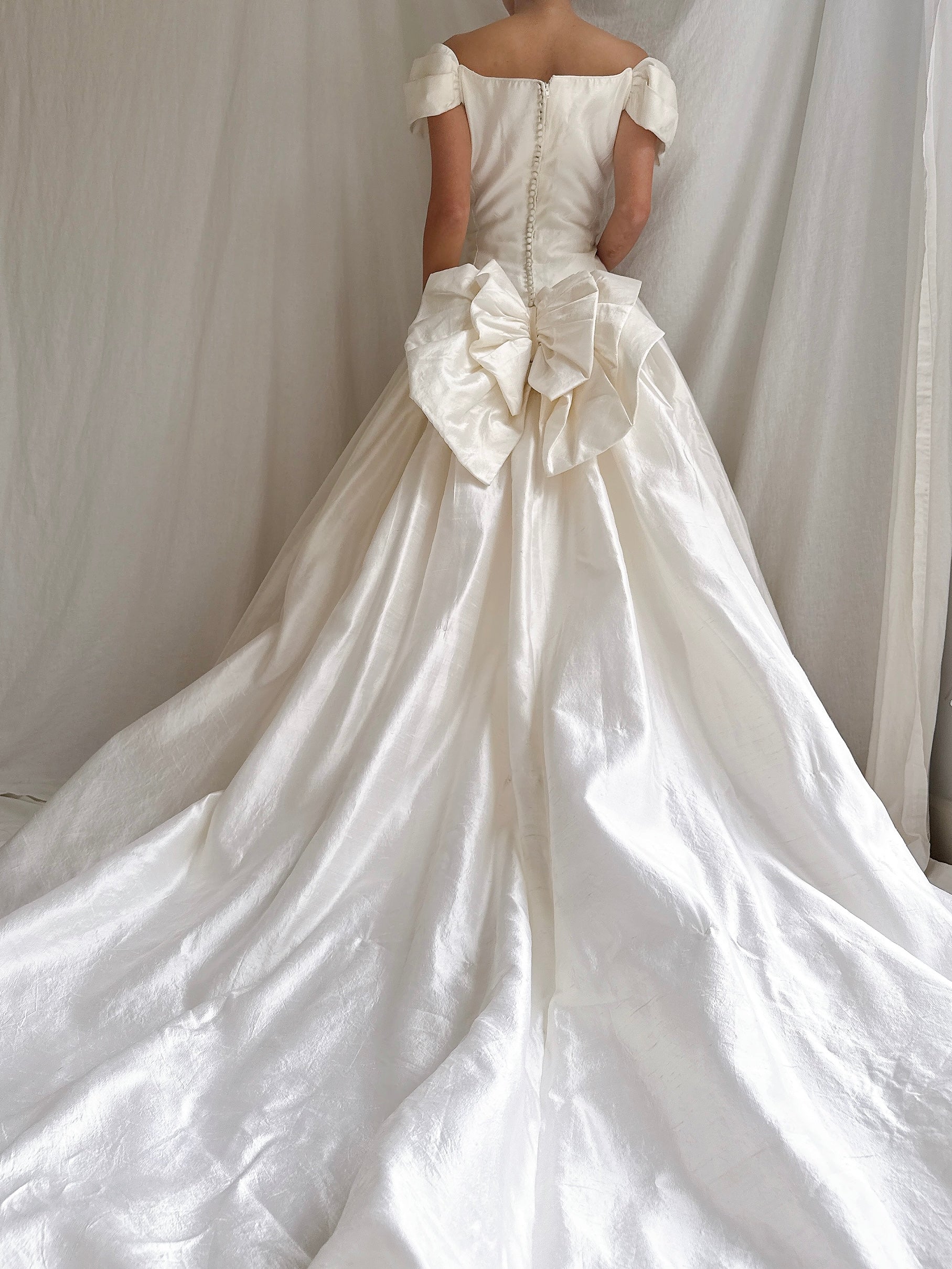 Vintage Silk Basque Waist Gown - S