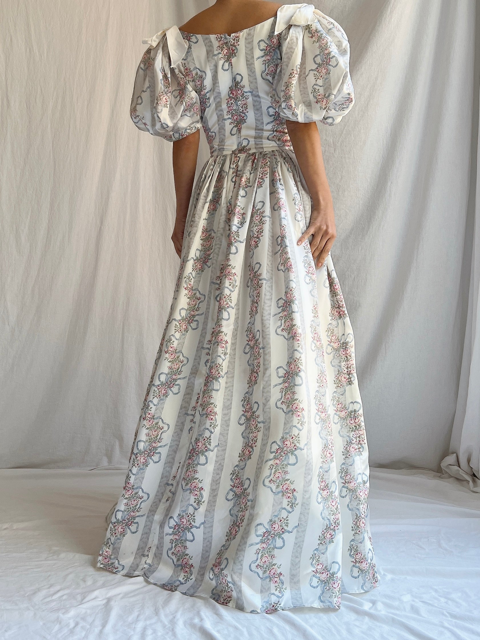 Gunne Sax Floral Puff Sleeve Gown - XS/5