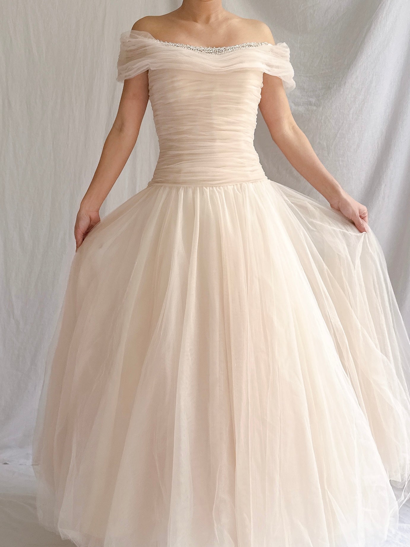 Vintage Ian Stuart UK Peach Nude Tulle 2-Piece - S/M 6/8