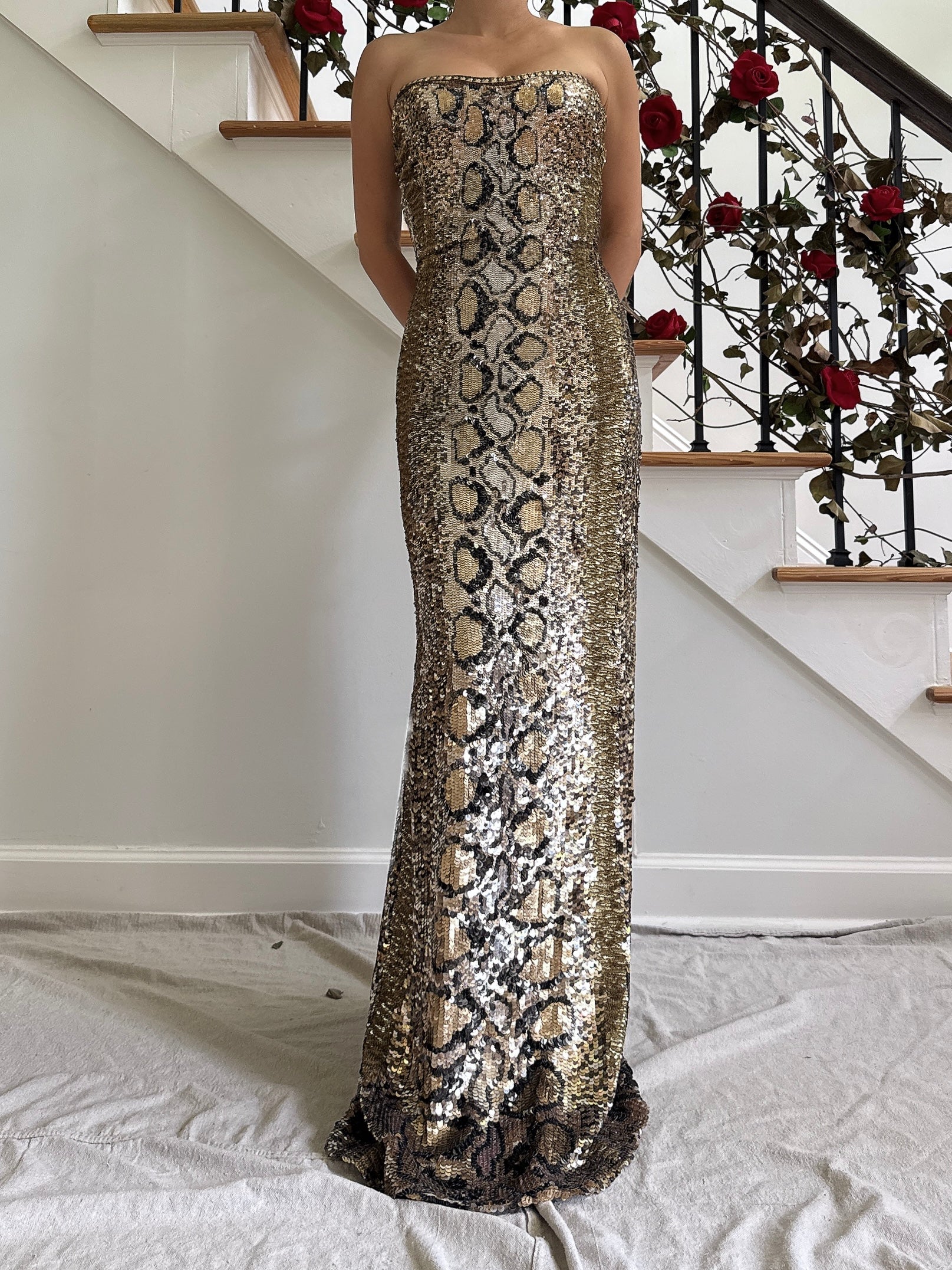 Vintage Gai Mattiolo Silk Sequin Python Dress - IT48/L