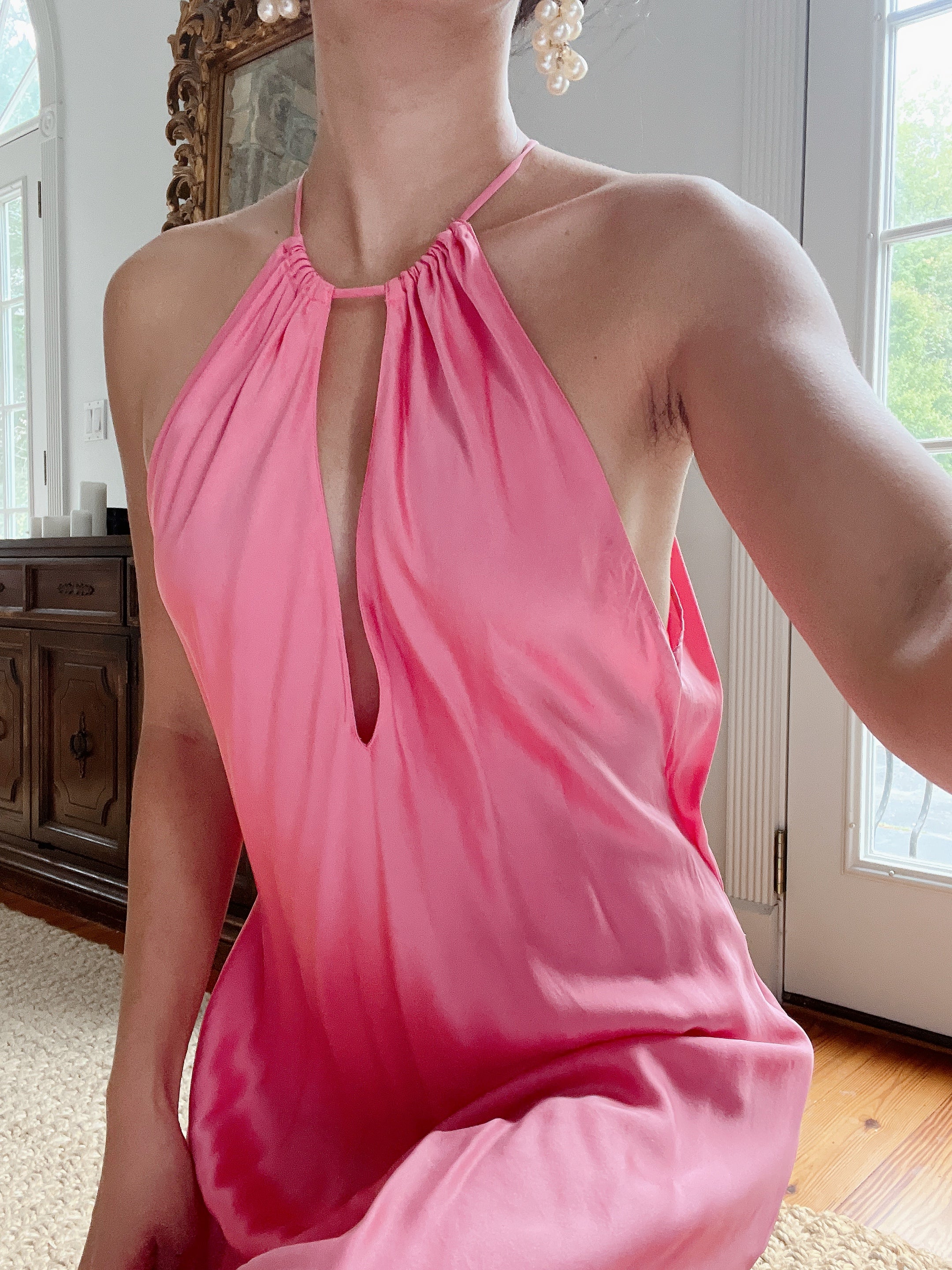 00 Coral Pink VS Silk Halter Slip - M