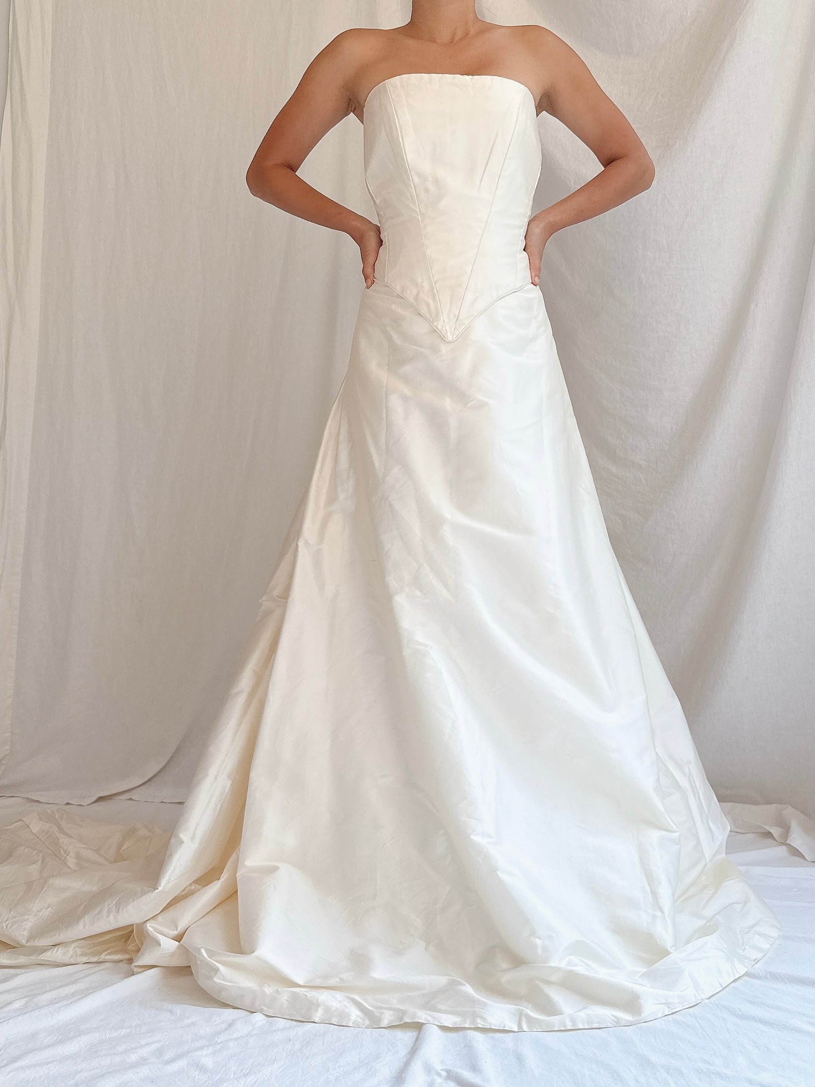 Vintage UK Silk Strapless Gown - UK 16/US 12